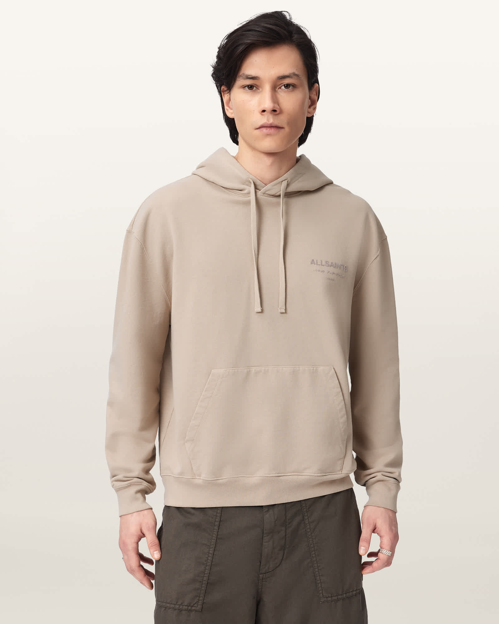 AllSaints Xander Long Sleeve Cotton Hoodie, White