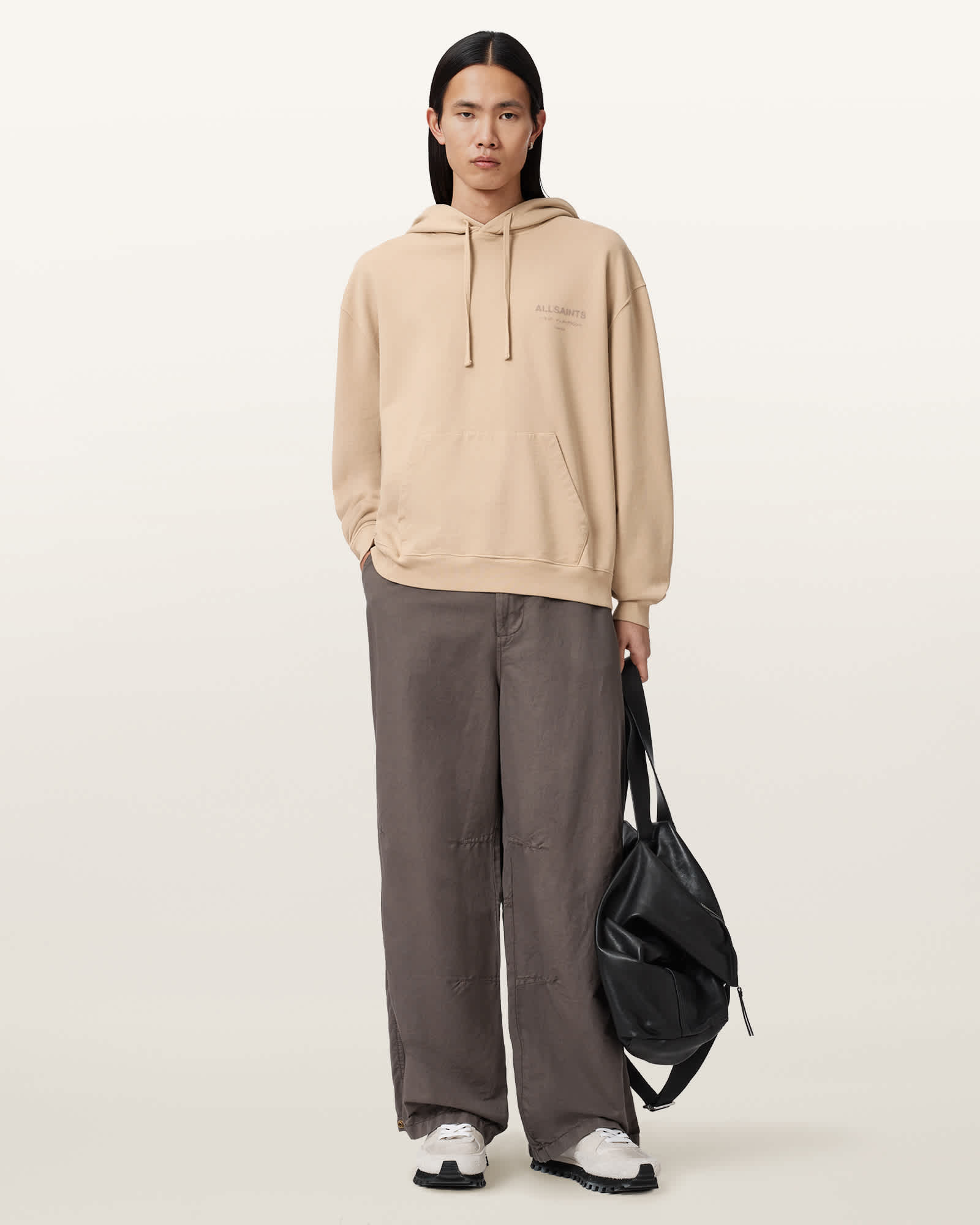 Allsaints Men's Brown Xander Long Sleeve Cotton Hoodie - Size  Xxl