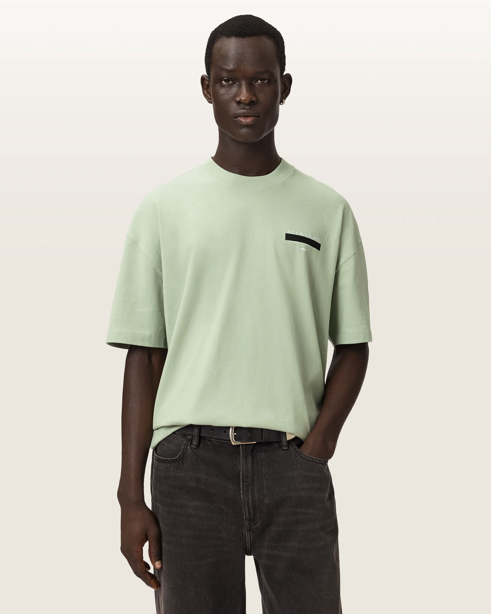 AllSaints Cotton Redact Oversized Embroidered Logo T-Shirt, Size: XS