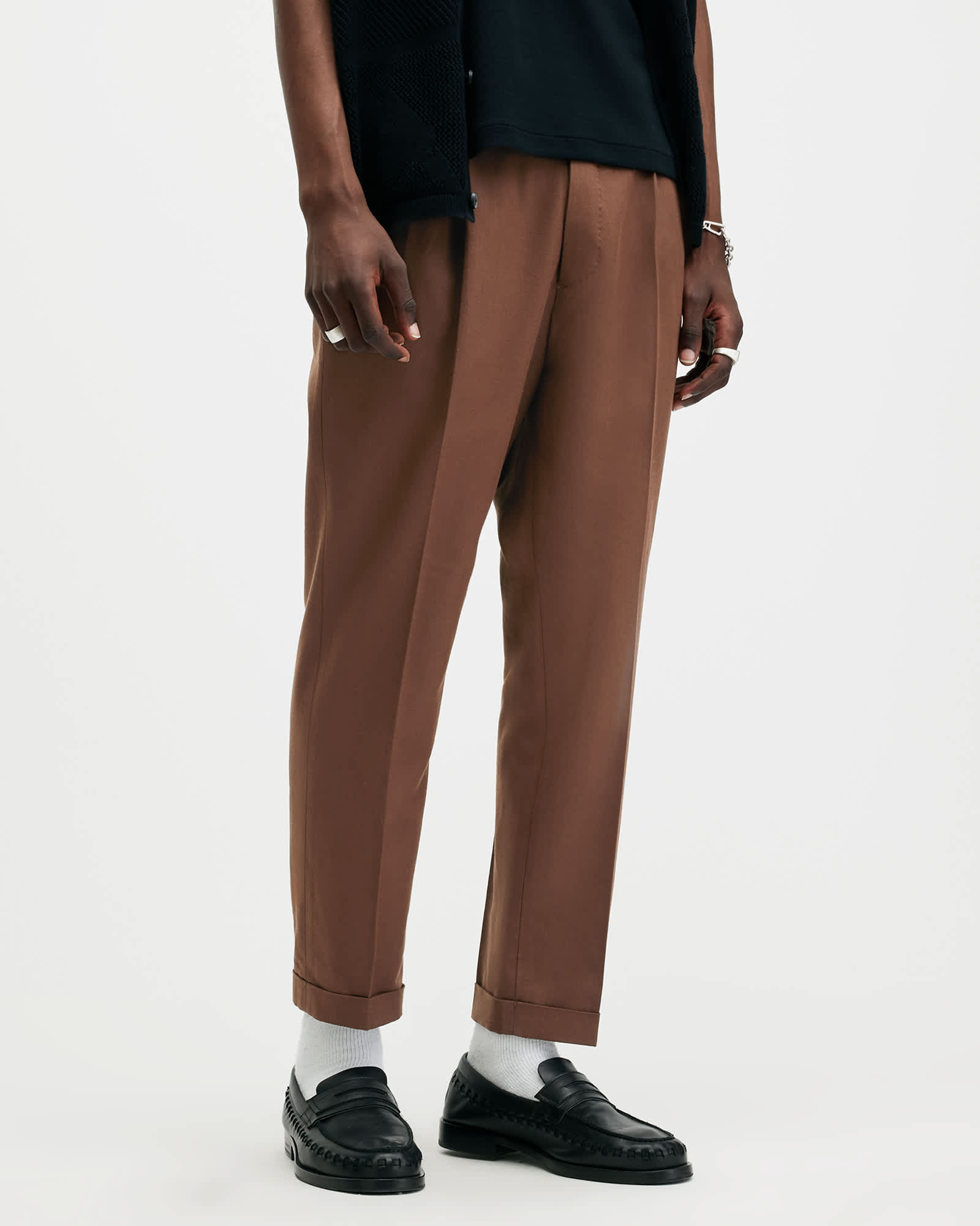Allsaints Men's Tallis Slim Fit Cropped Tapered Trousers - Size  28