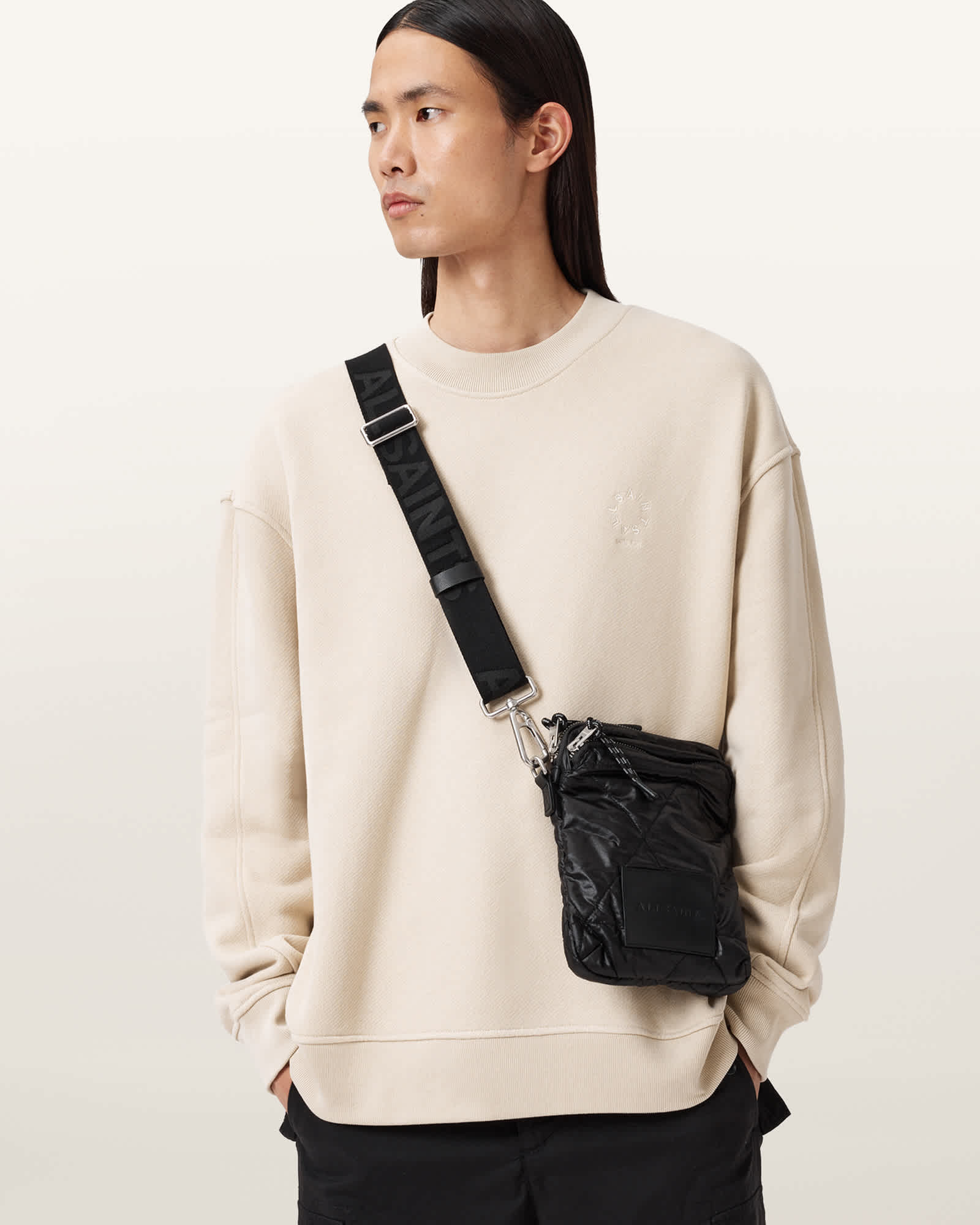Allsaints Haven Crew Neck Sweatshirt In Pink