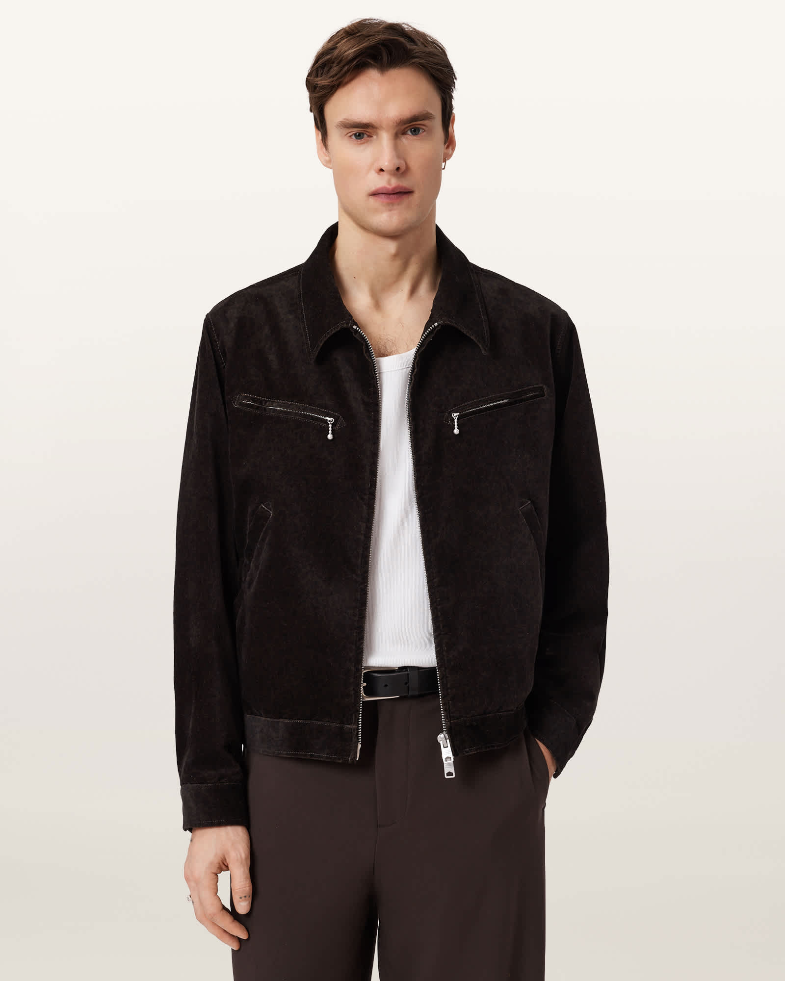 AllSaints Korey Relaxed Fit Cotton Jacket,, Traverse Brown