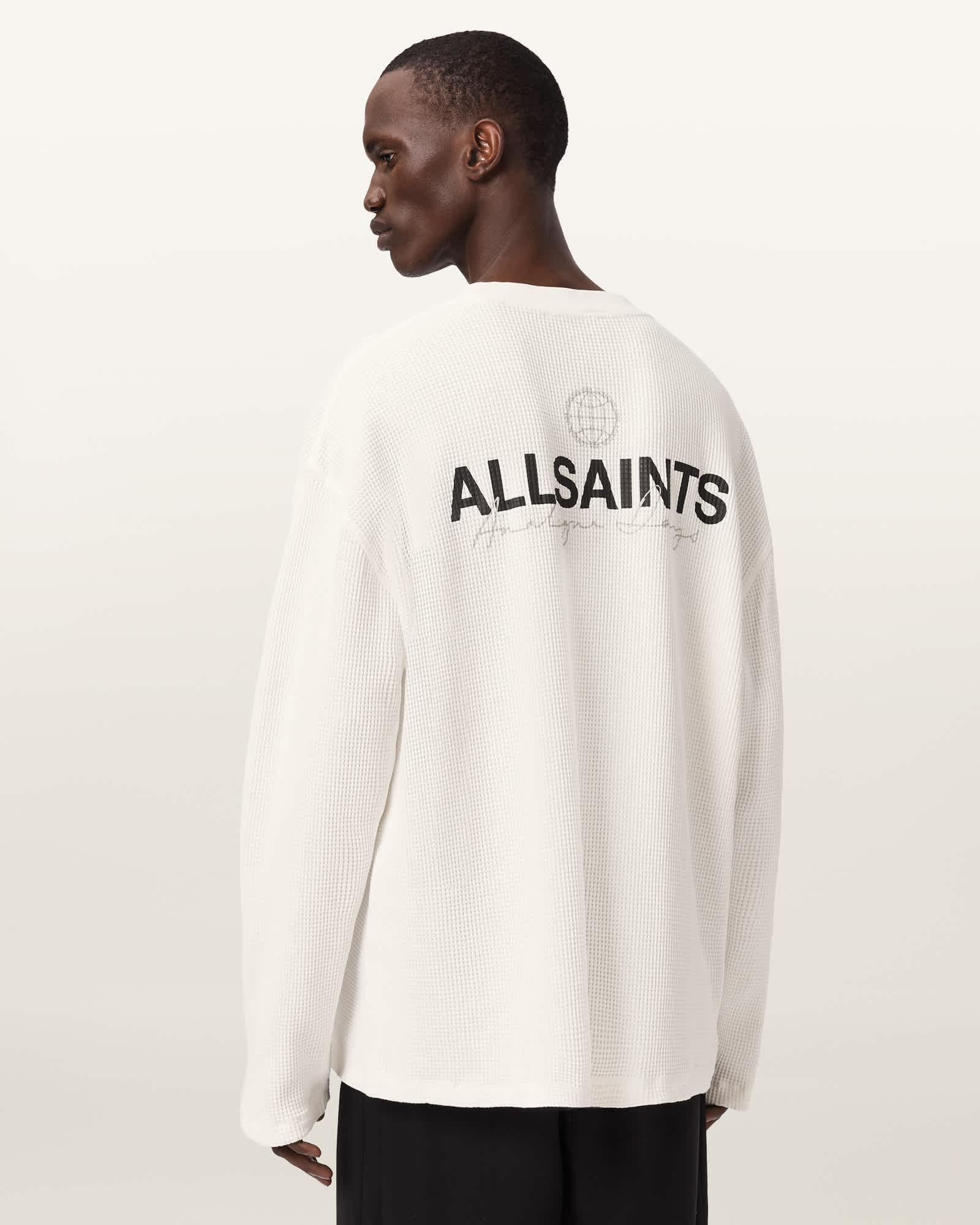 AllSaints Emblem Oversized Long Sleeve T-Shirt,, Cottage White