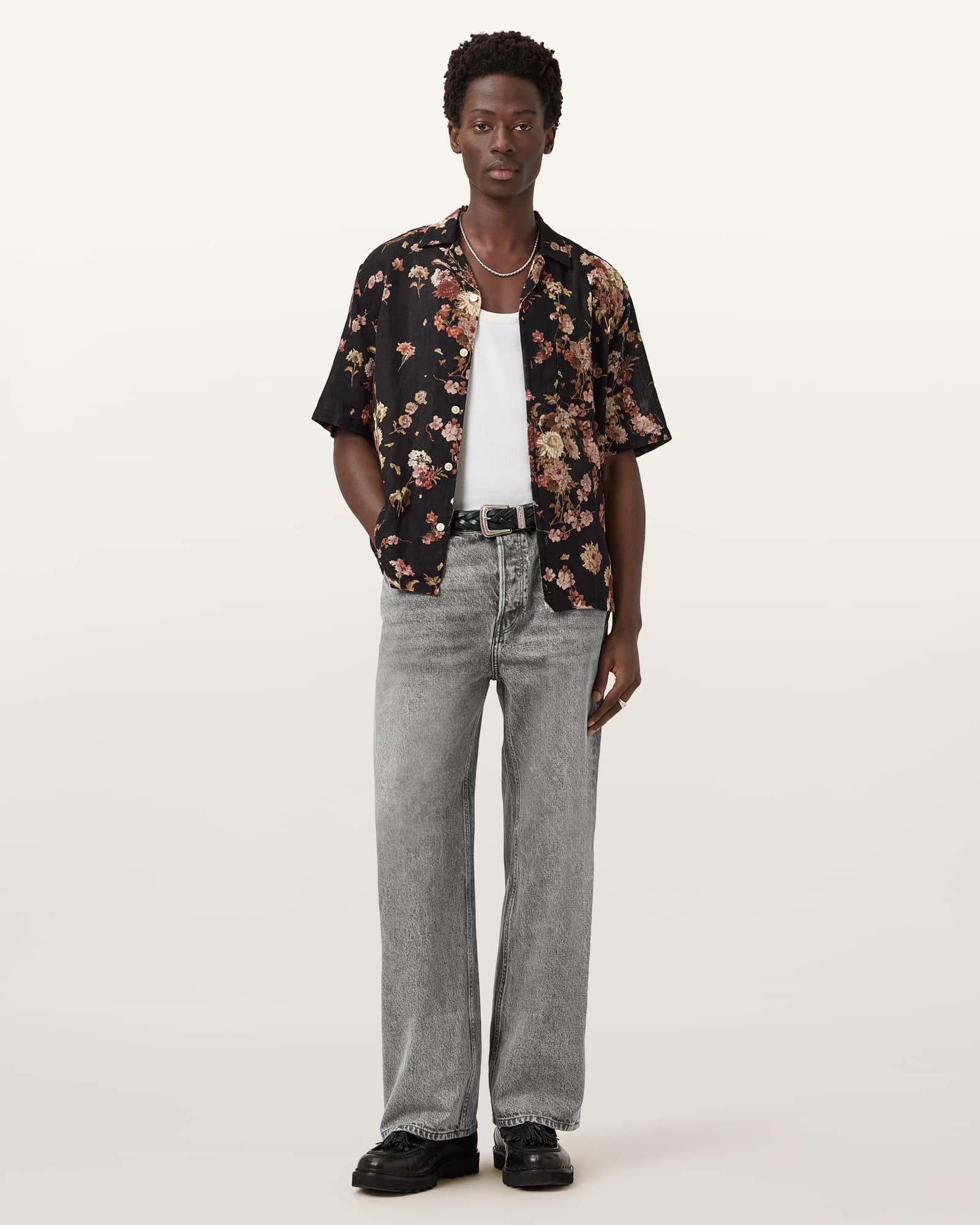 AllSaints Lenny Loose Fit Wide Leg Denim Jeans