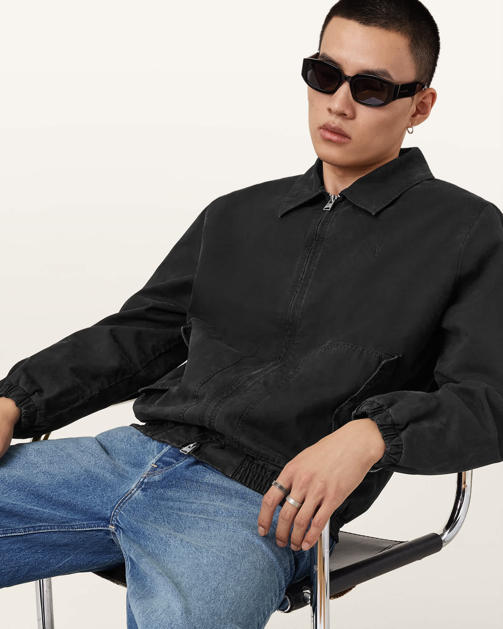 AllSaints Cotton Holman Ramskull Cropped Jacket