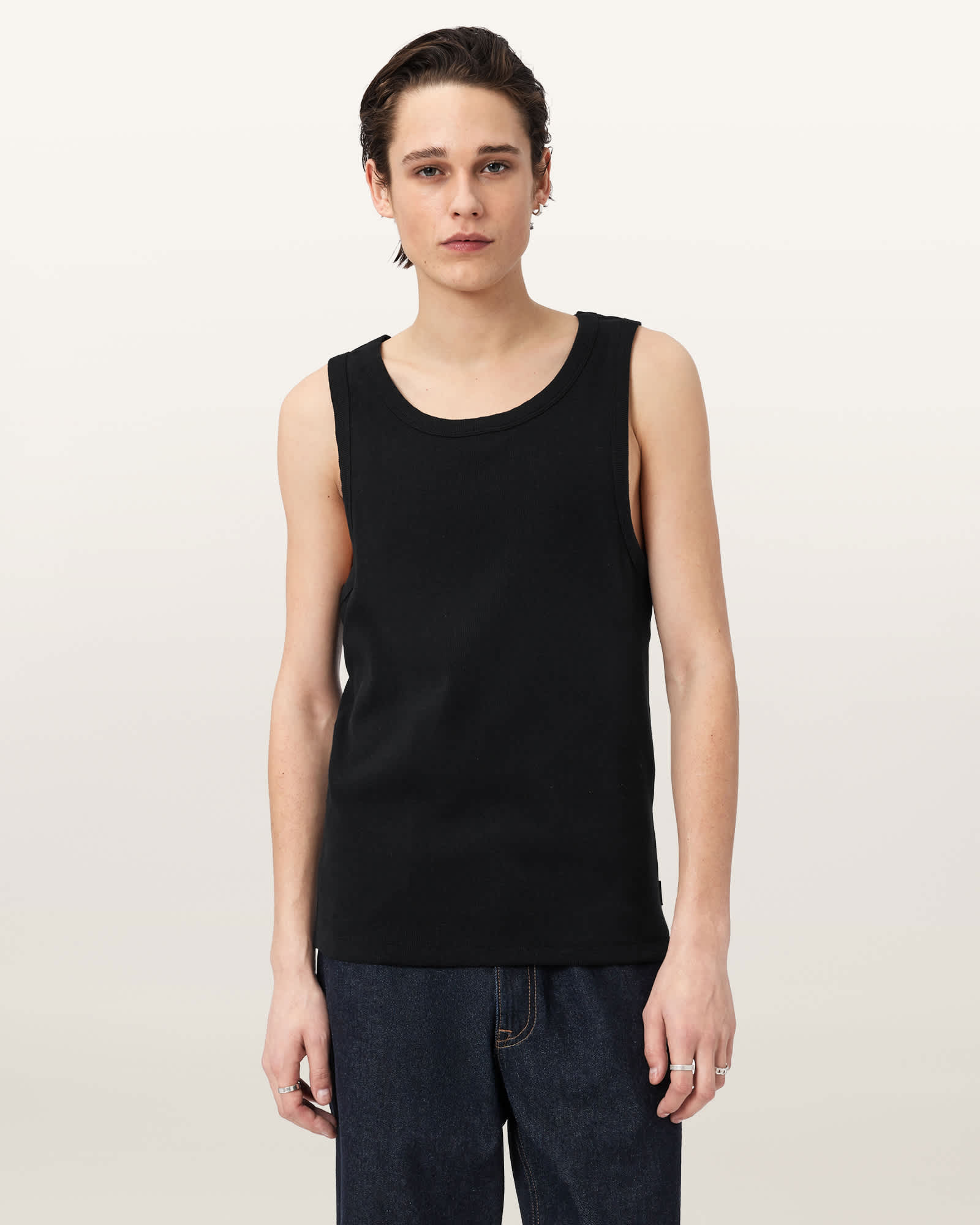 AllSaints Cotton Axel Ribbed Cotton Vest, Size: XL
