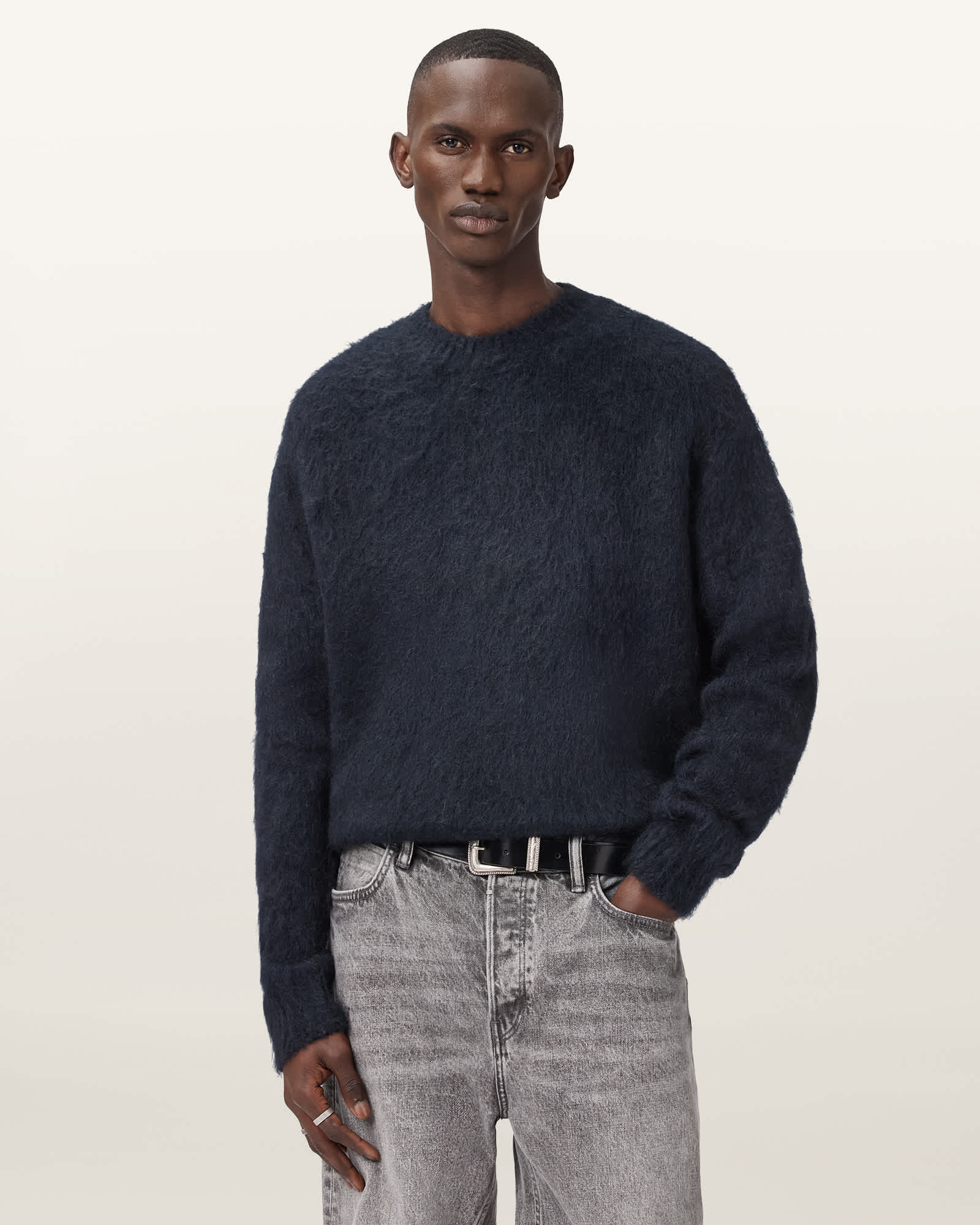 Allsaints Coby Oversized Wool Blend Sweater In Blue