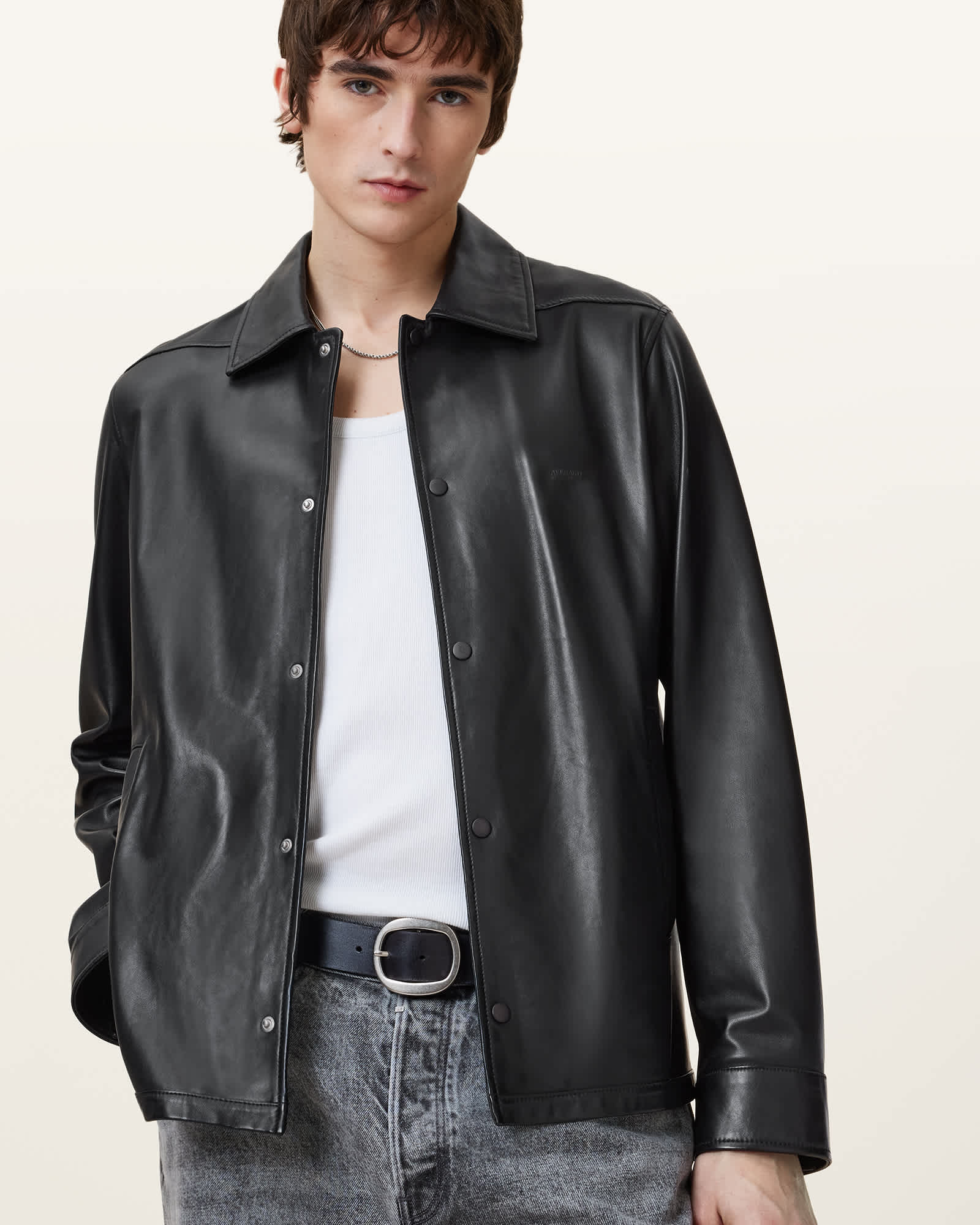 Allsaints Men's Arlington Minimalist Leather Jacket - Size  Xl