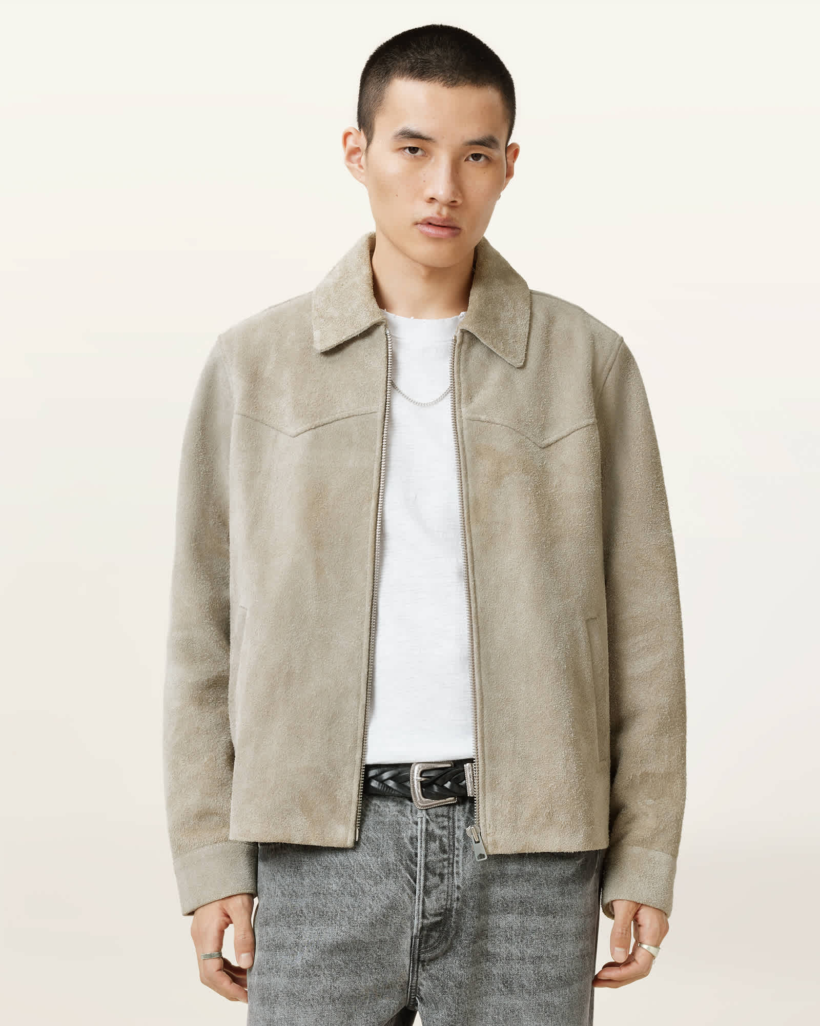 AllSaints Tacoma Suede Jacket,, White