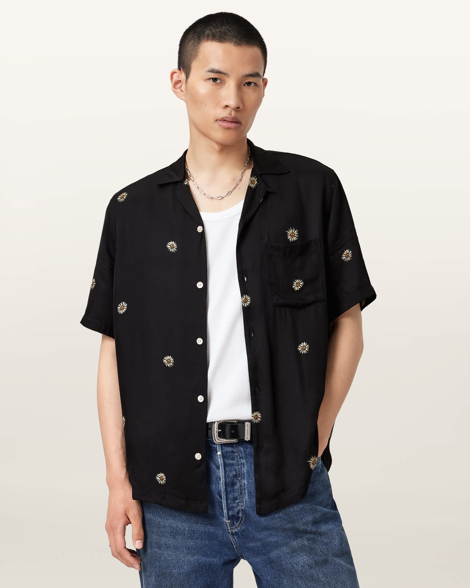 AllSaints Viscose Fleur Peace Shirt
