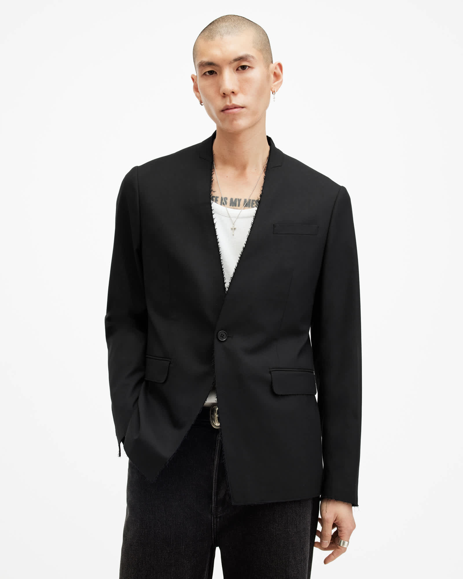 AllSaints Wren Collarless Slim Fit Blazer