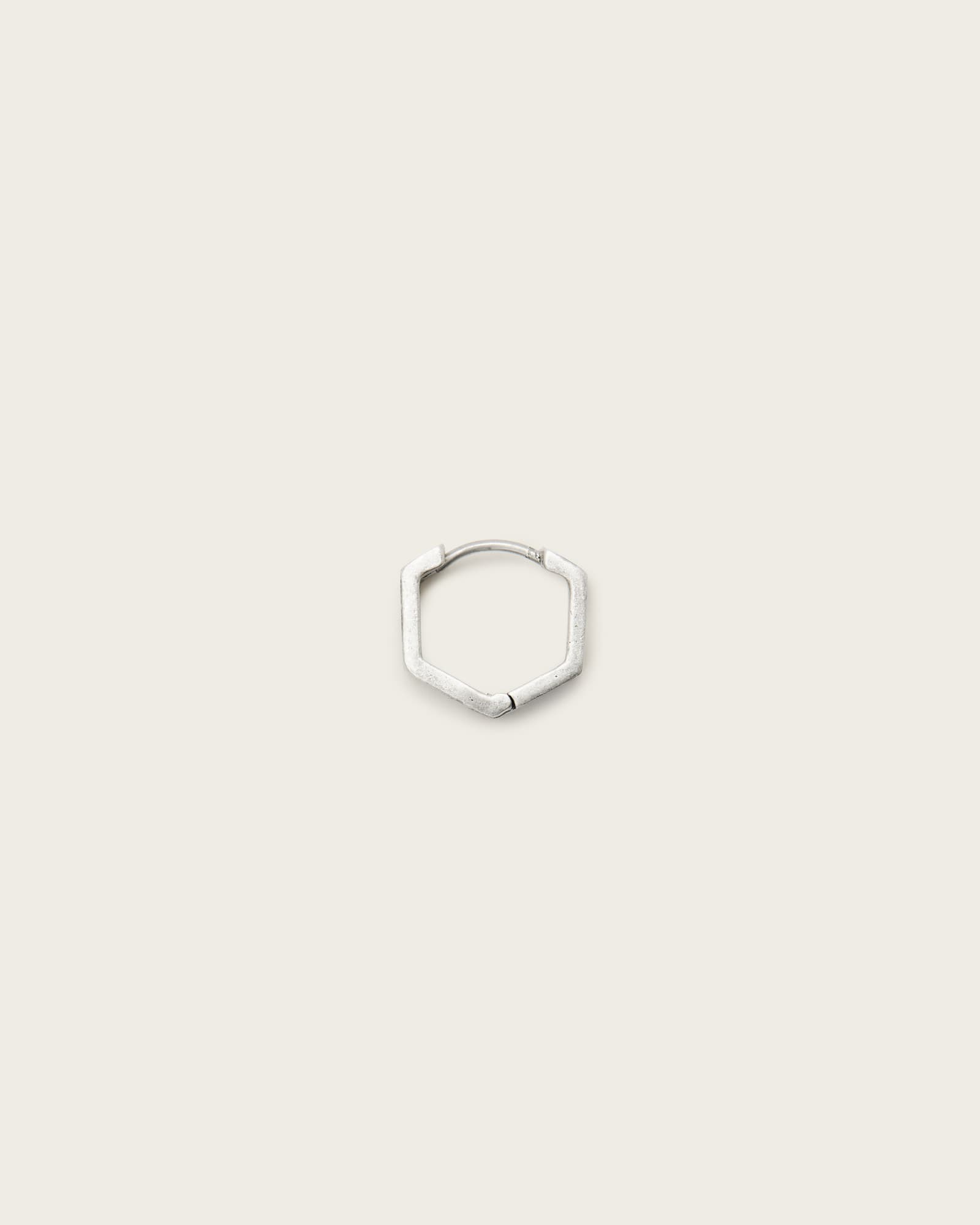 AllSaints Sterling Silver Danny Sterling Silver Hexagon Hoop Earring