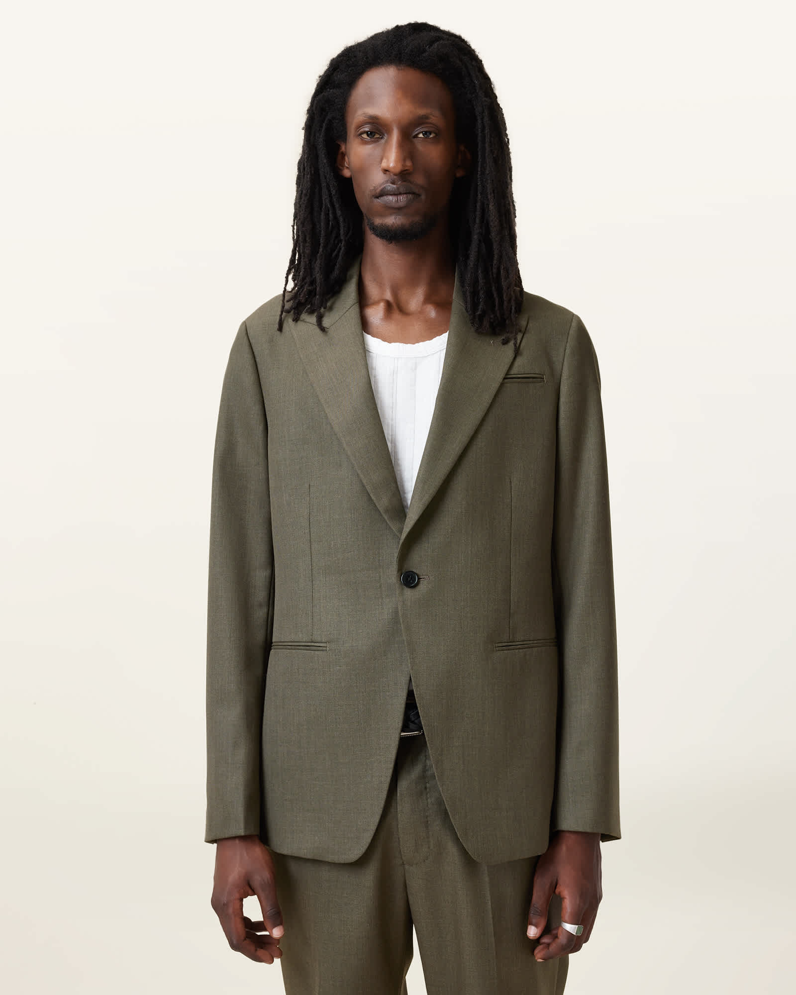 AllSaints Ward Single Breasted Blazer,, Khaki Brown