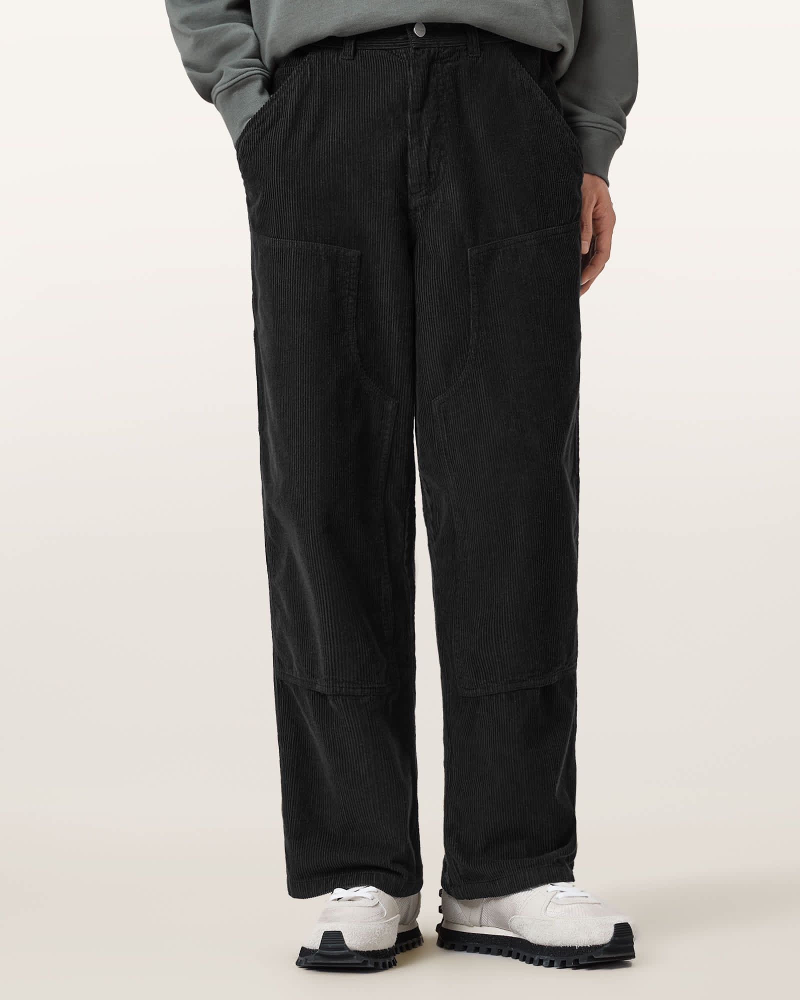 Allsaints Dunstan Relaxed Fit Trousers In Black