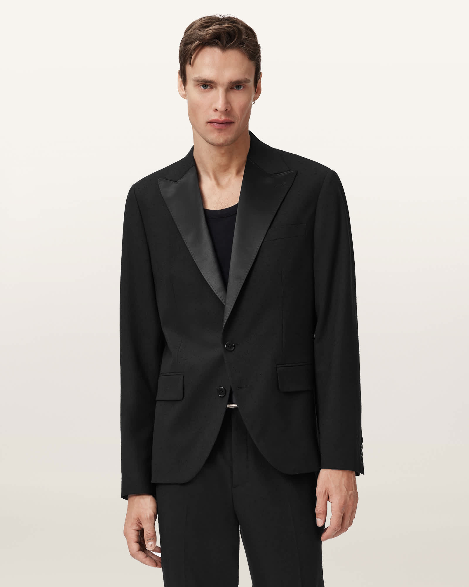 AllSaints Germain Satin Single Breasted Blazer,, Black
