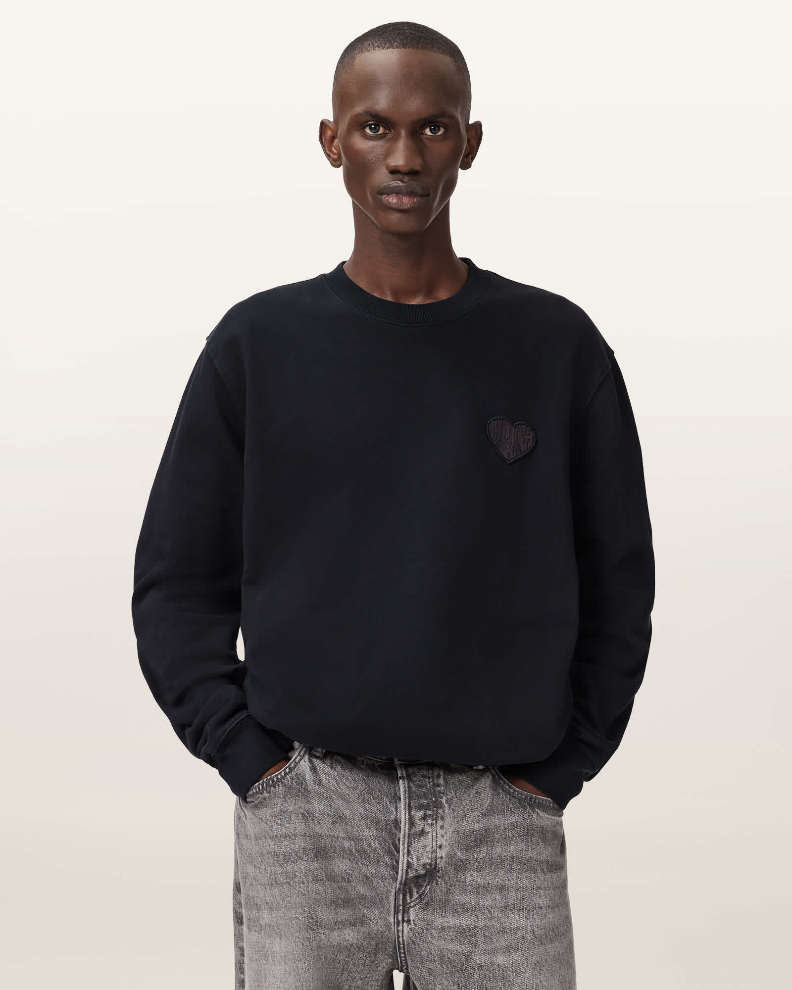 AllSaints Lover Relaxed Crew Neck Jumper,, Black