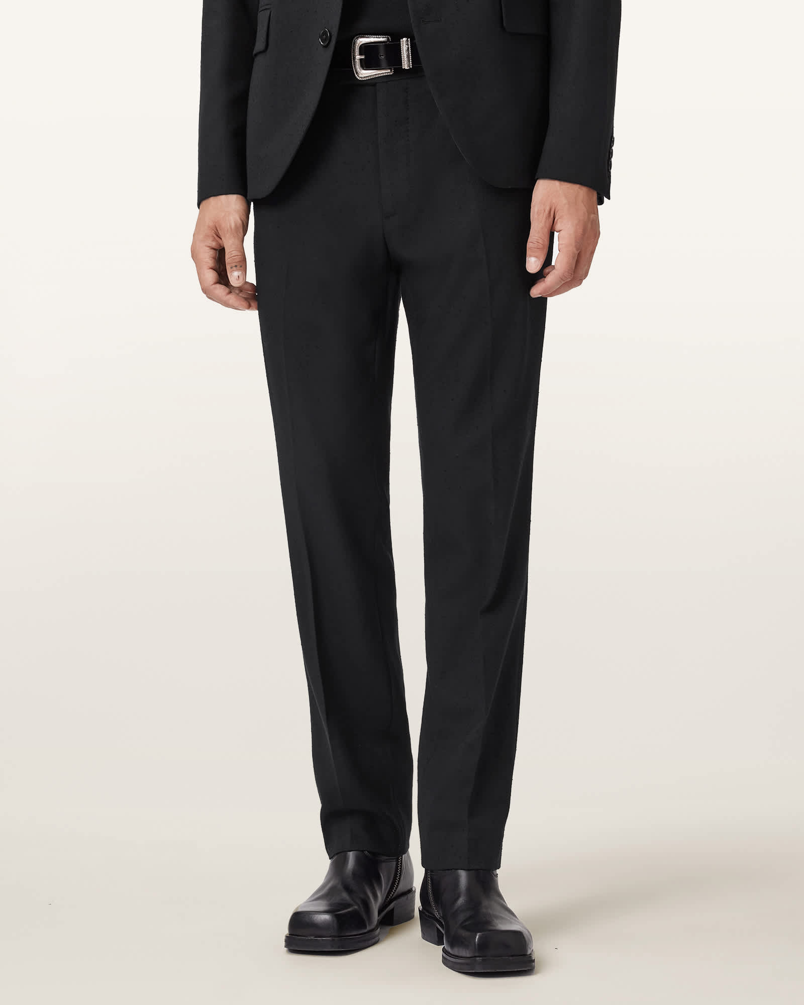 AllSaints Germain Straight Leg Trousers,, Black