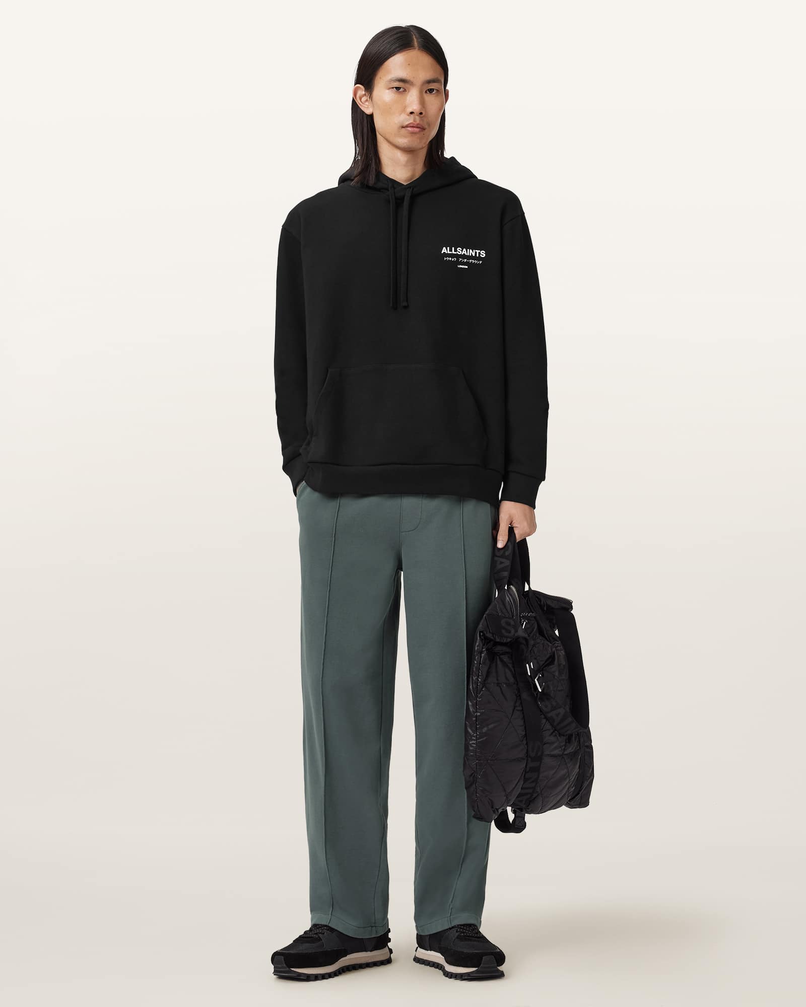 Allsaints Cotton Milo Straight Fit Joggers In Blue