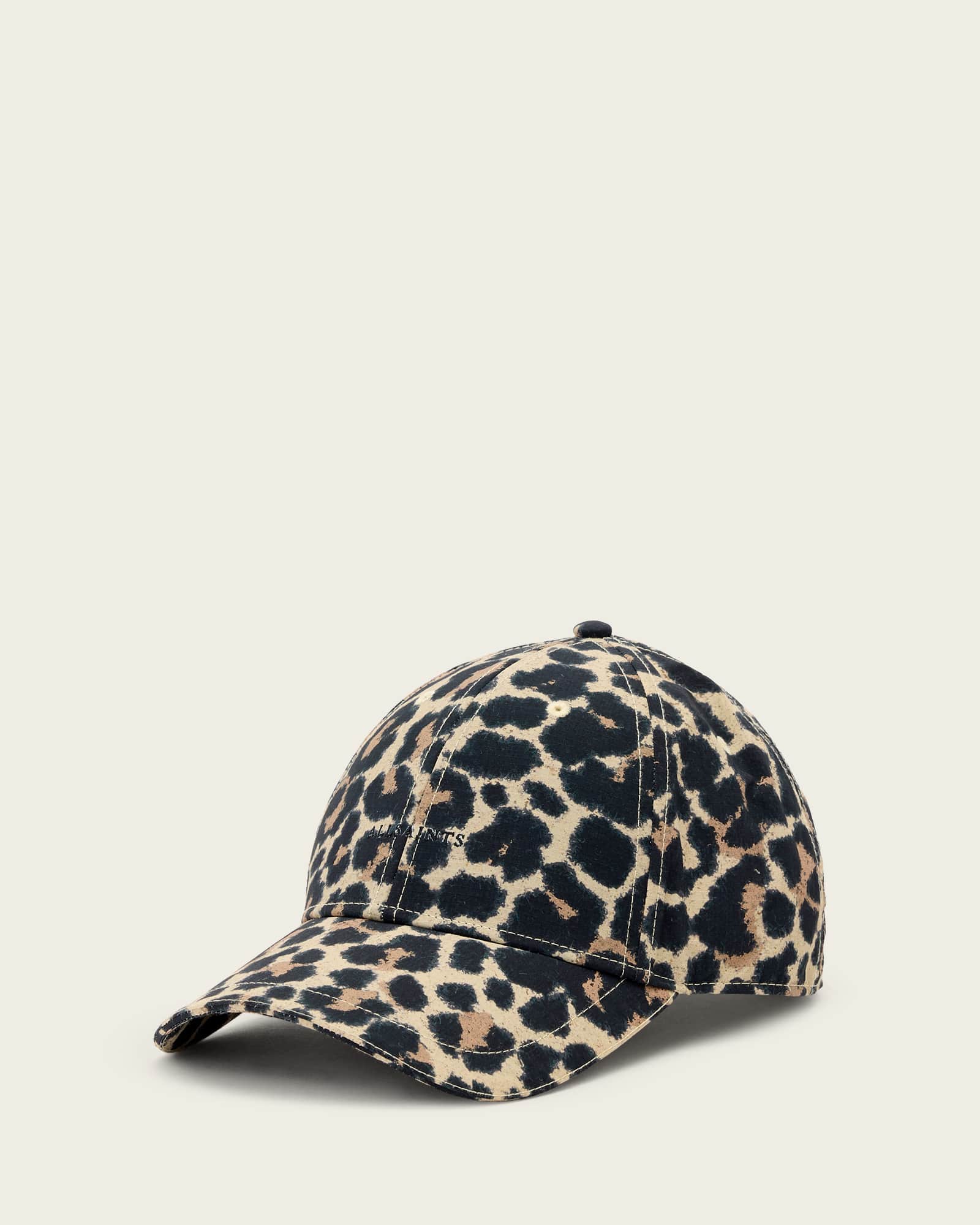 AllSaints Leather Silesa Leopard Print Baseball Cap, Size: One Size