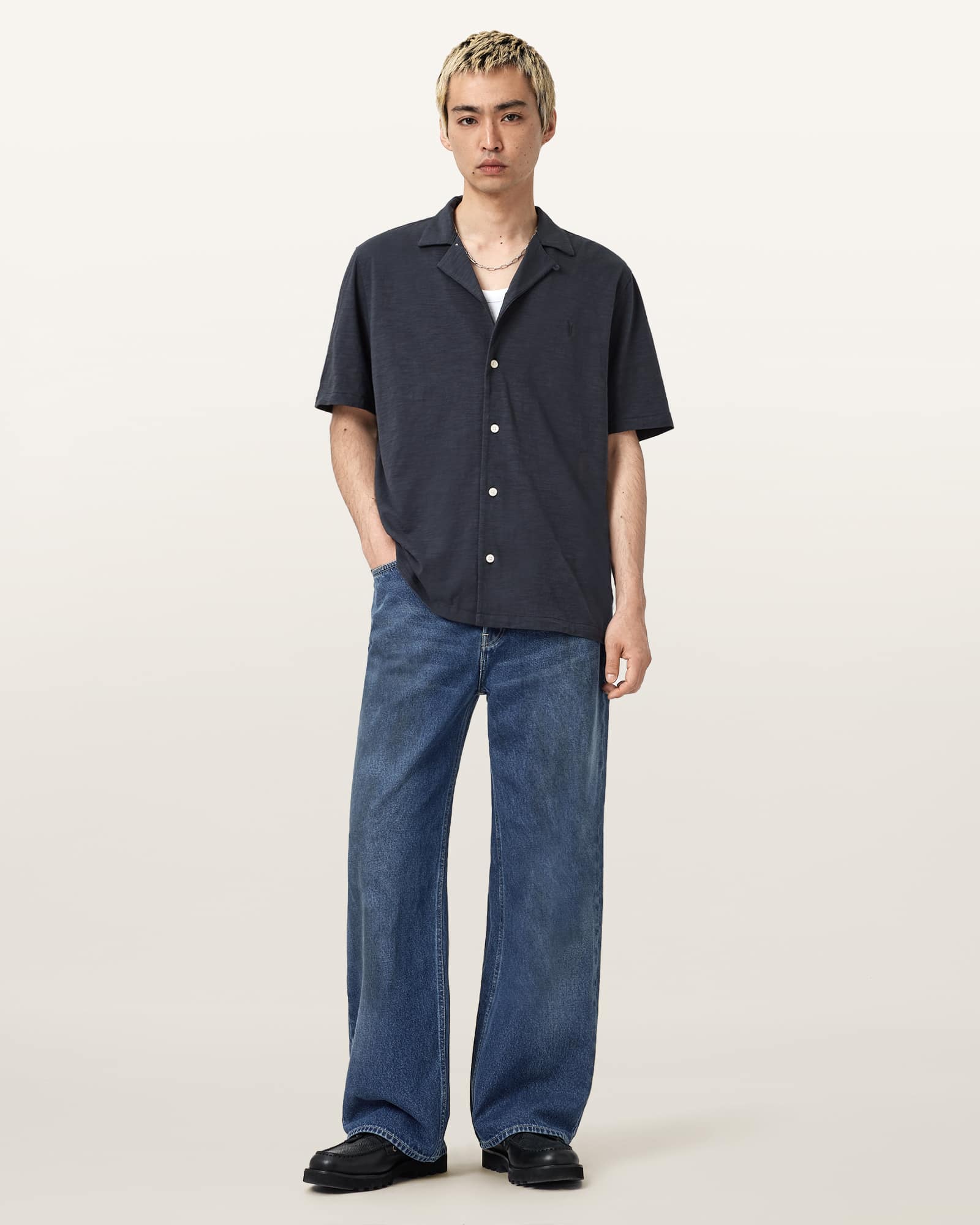 Allsaints Men's Lenny Loose Fit Wide Leg Denim Jeans - Size  34