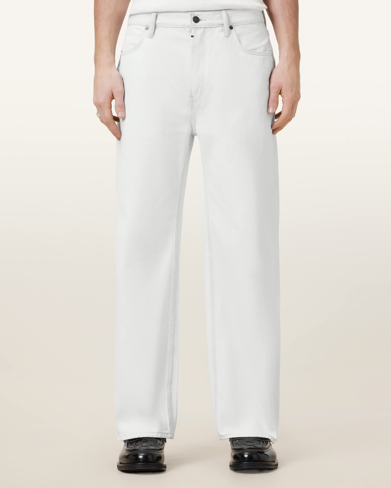AllSaints Men's Lenny Loose Fit Wide Leg Denim Jeans