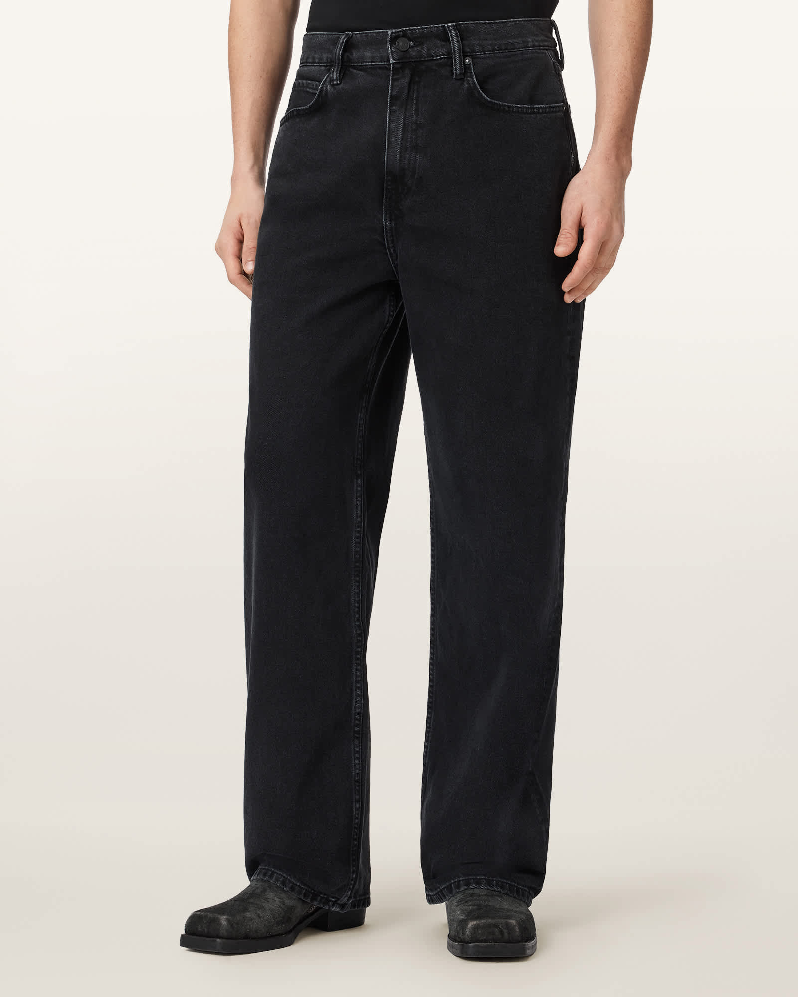 AllSaints Cotton Lenny Loose Fit Wide Leg Denim Jeans, Size: 30/L32