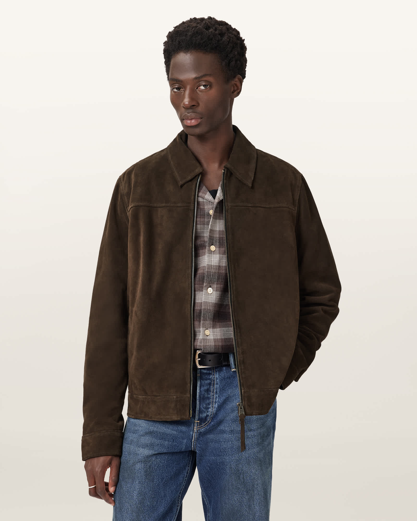 Allsaints Main: 100% Cow Suede Rhone Suede Jacket In Brown