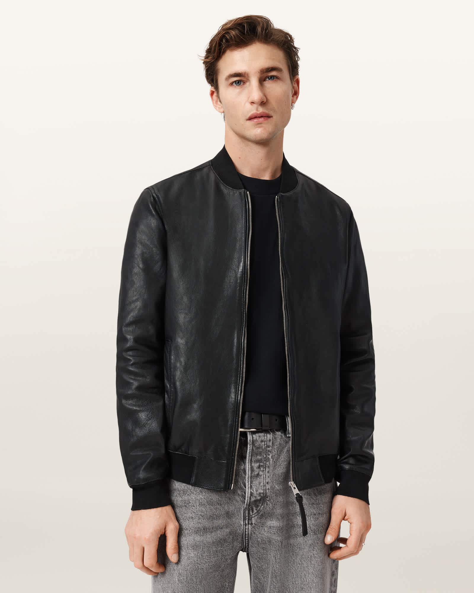 AllSaints Leather Morten Leather Bomber Jacket