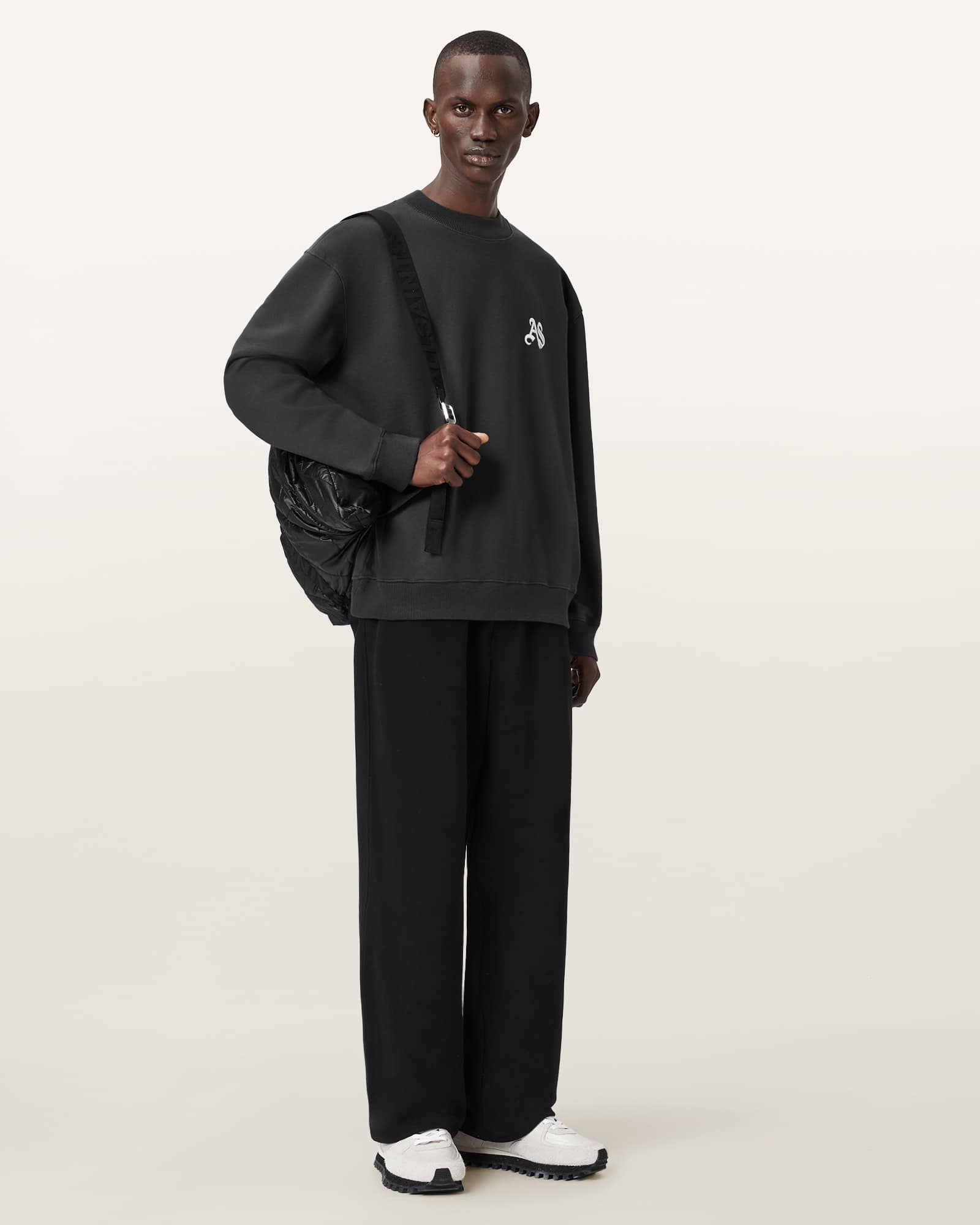 AllSaints Icon Boxy Crew Neck Sweatshirt,, Black