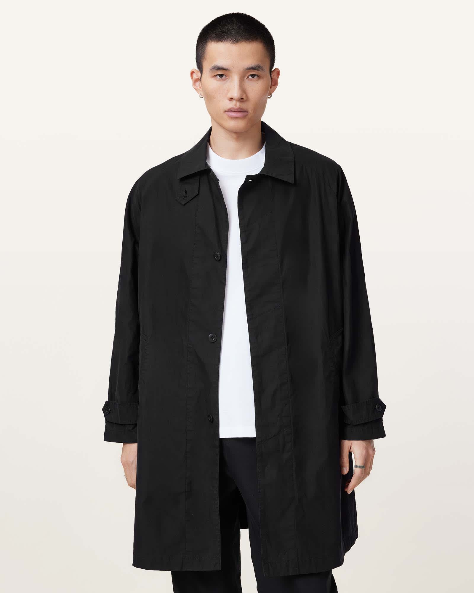 AllSaints Tillman Mac Overcoat,, Black