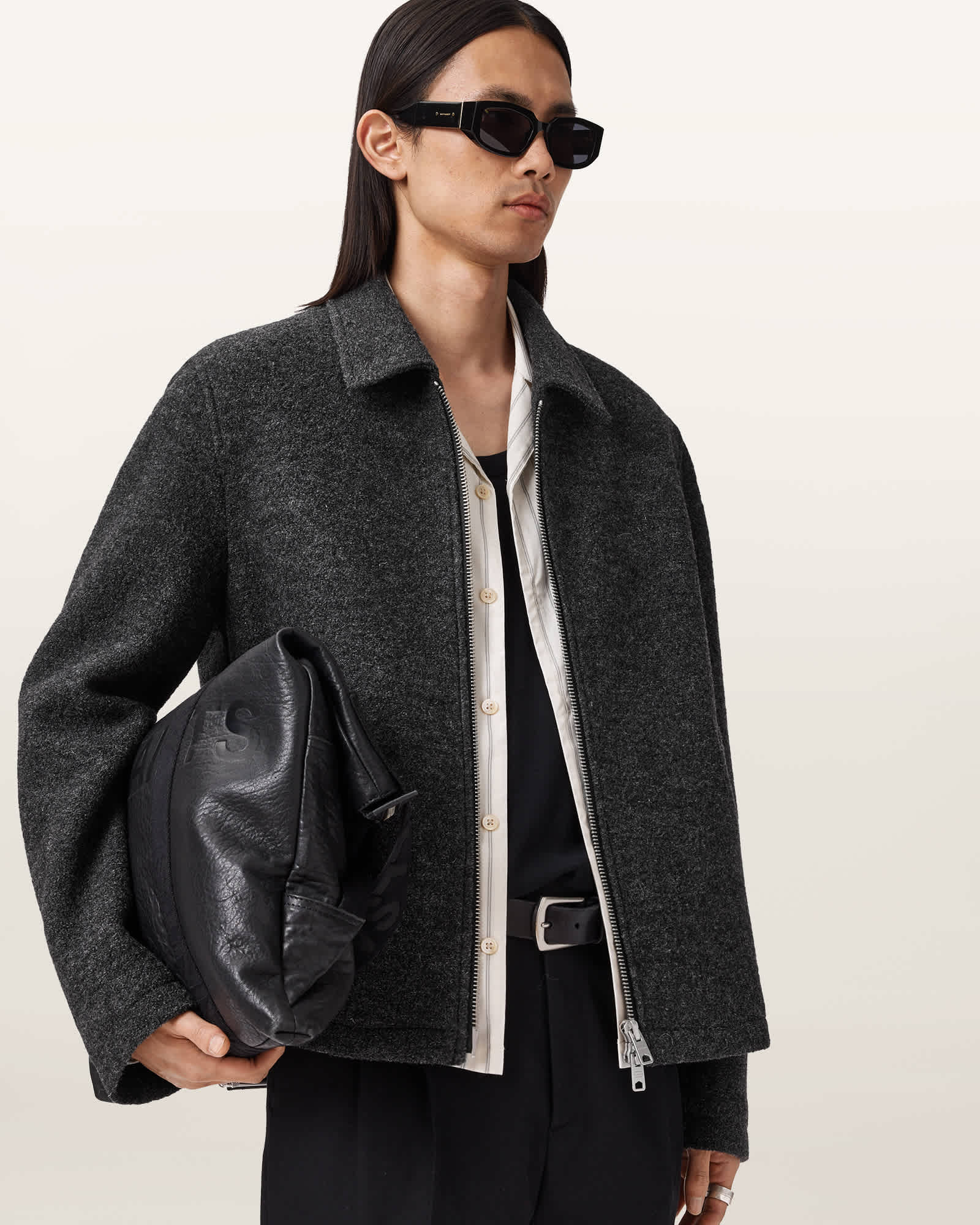 Allsaints Main: 100% Wool Celeste Cropped Wool Jacket In Gray