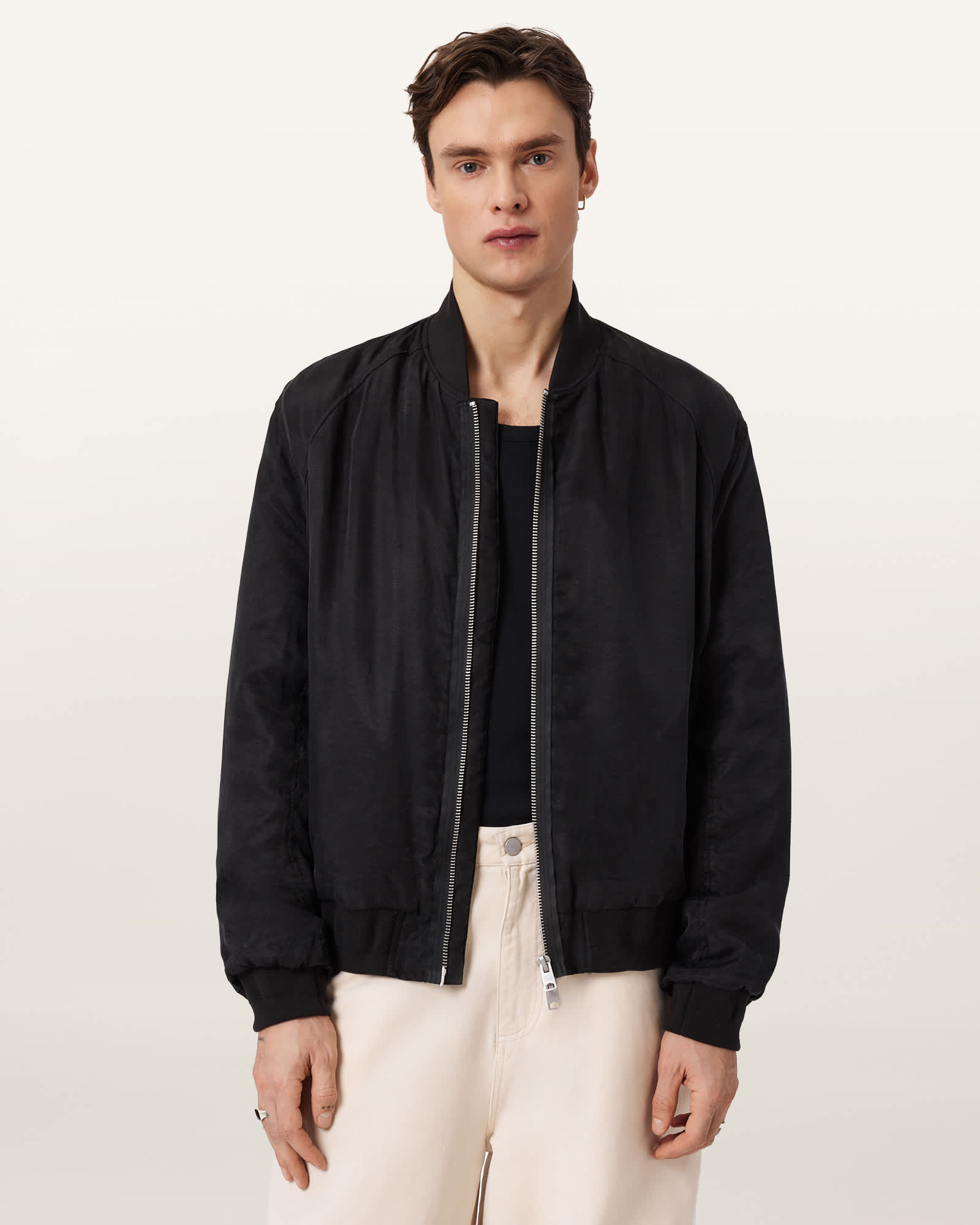 AllSaints Lyocell/Viscose Nyx Oversized Bomber Jacket, Size: XXL