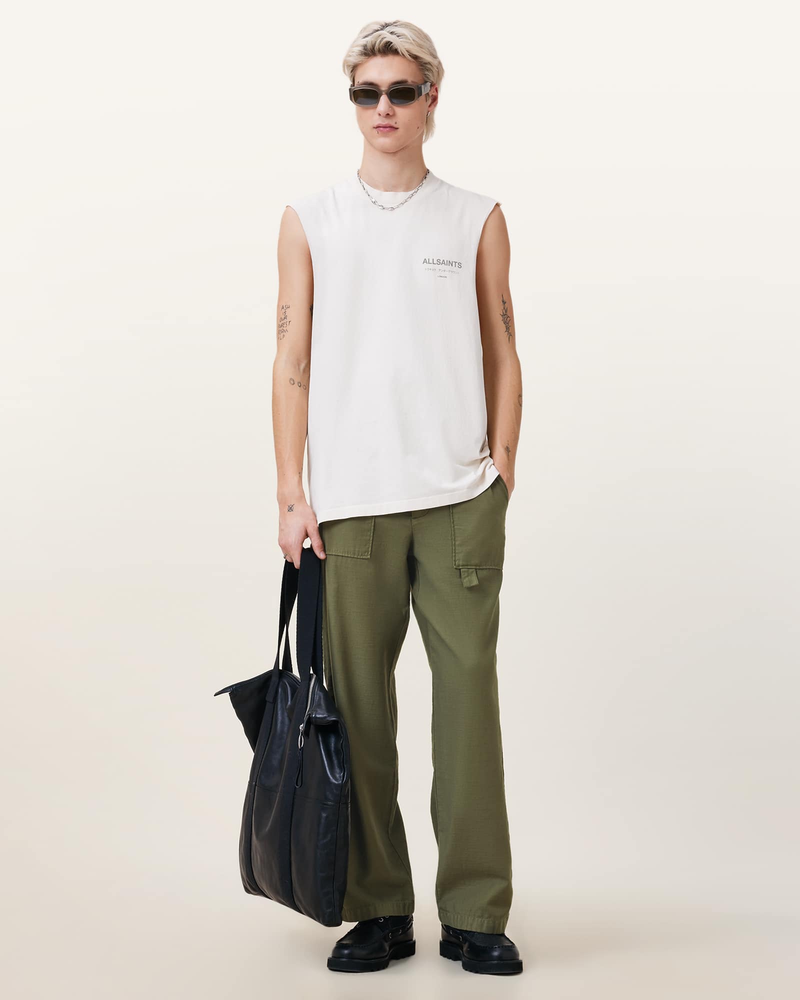 AllSaints Talbot Straight Leg Trousers,, Eden Green