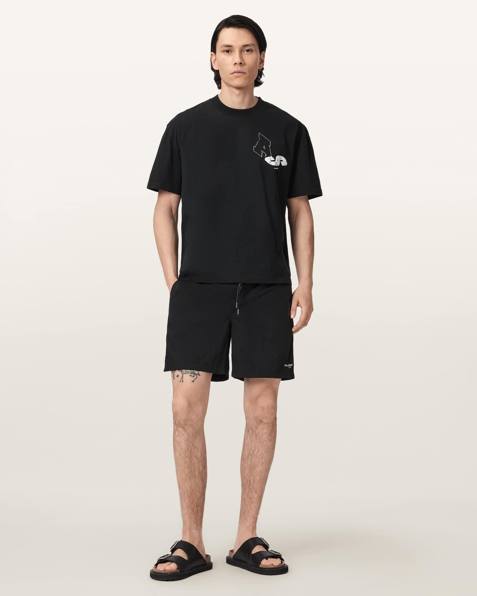 Allsaints Men's Black Mikro Slim Fit Swim Shorts - Size  Xxl