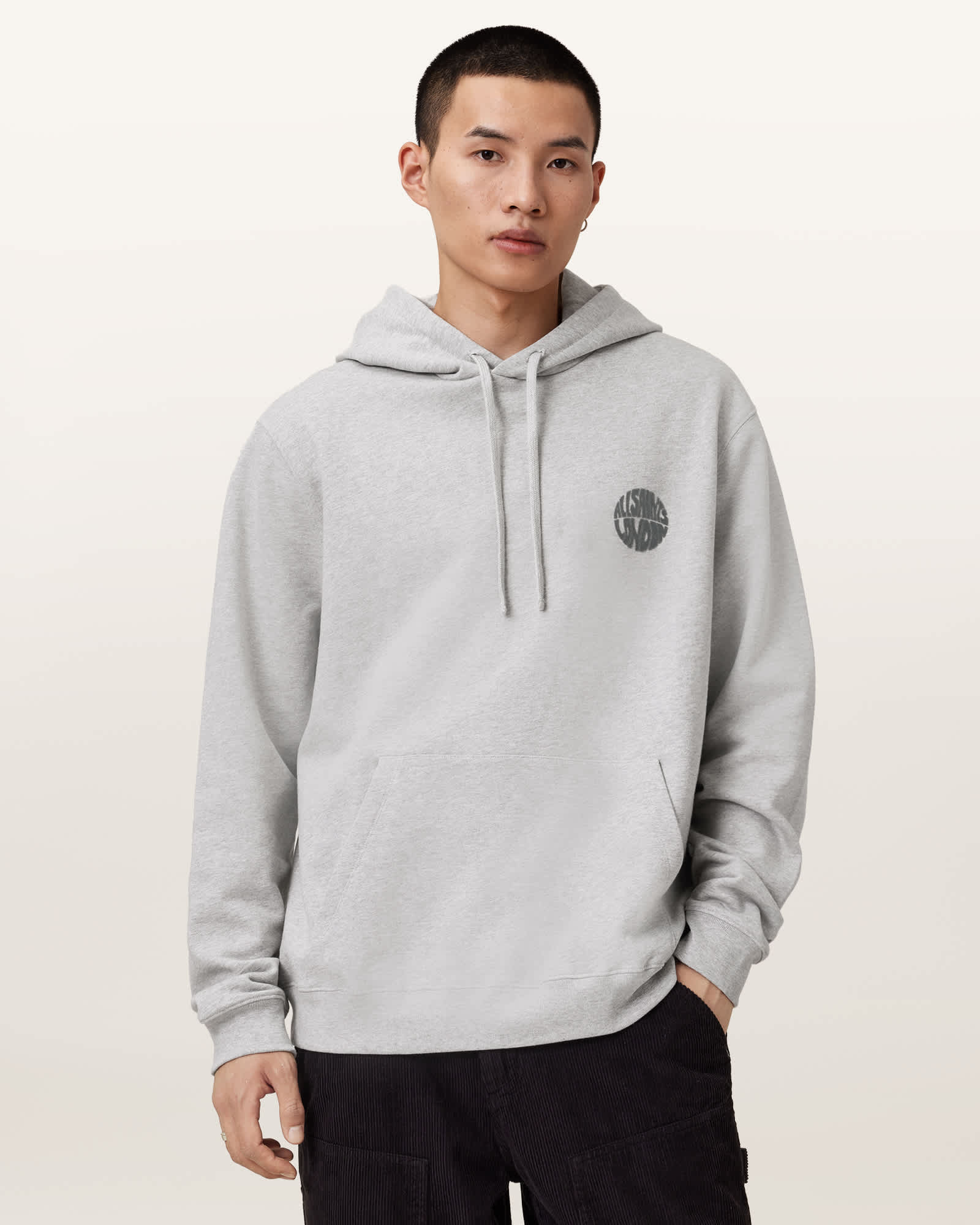 AllSaints Cotton Waved Relaxed Fit Hoodie