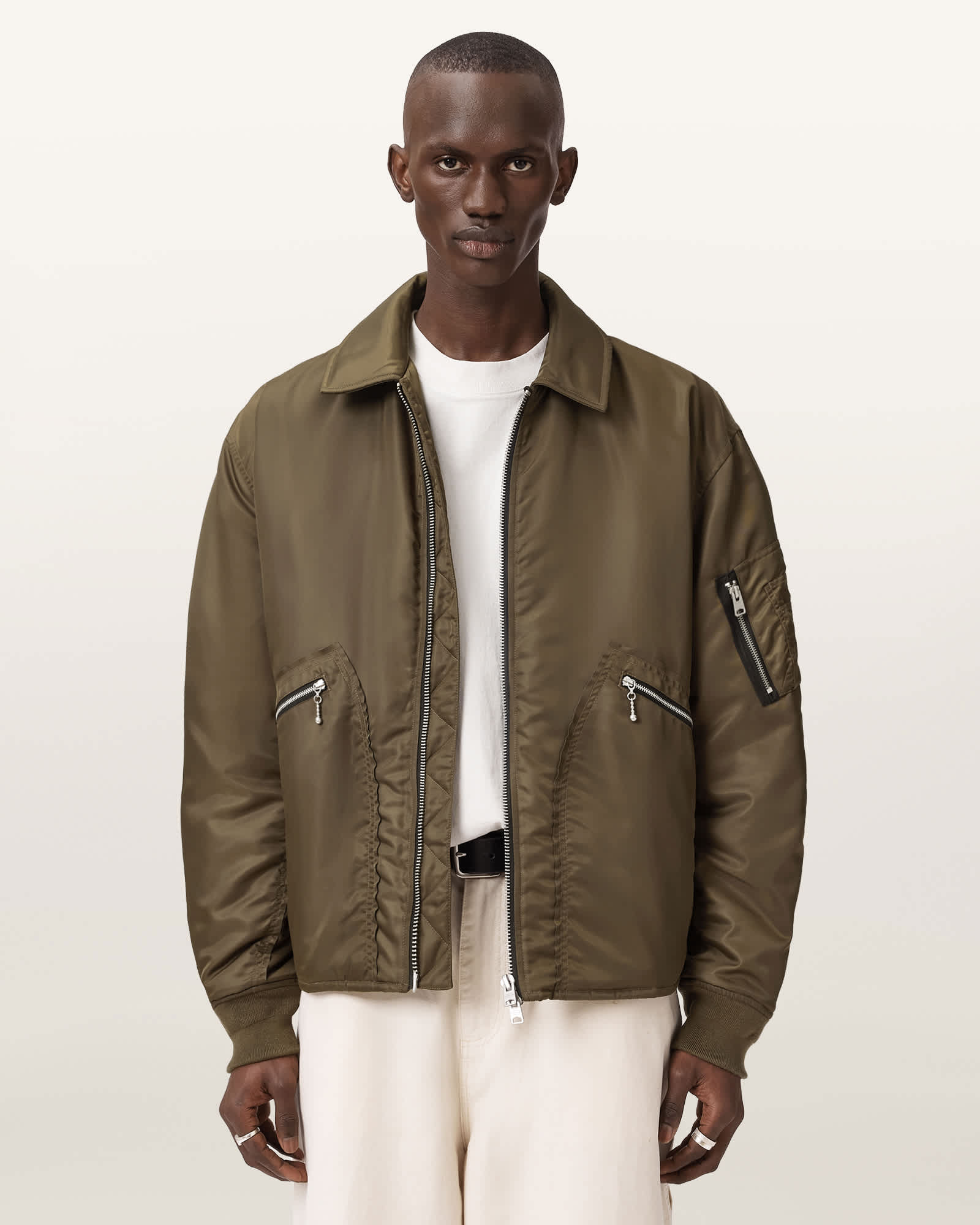 AllSaints Polyamide Fallon Bomber Jacket, Size: L