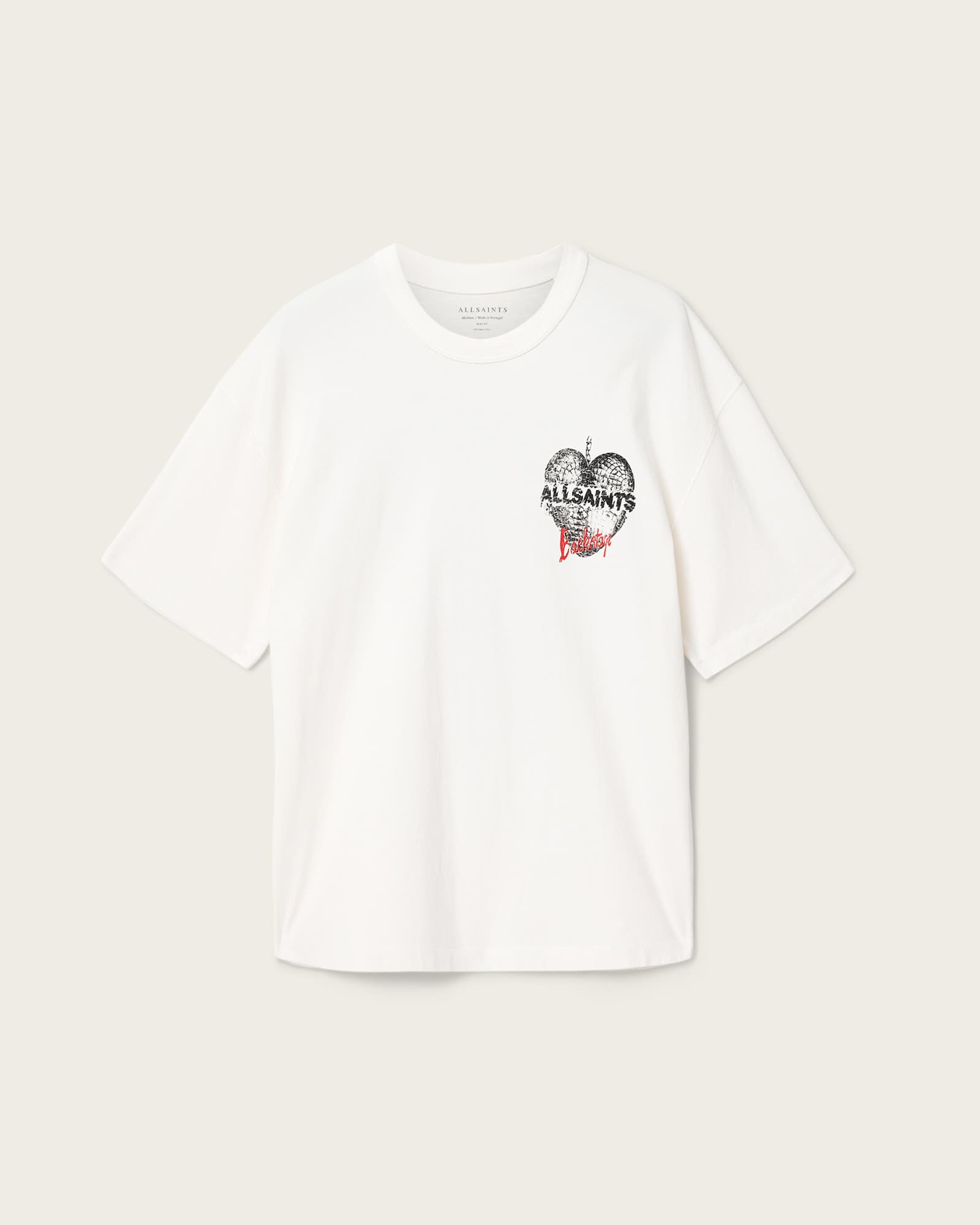 Allsaints Herren Weiß Men's Reflect Short Sleeve Graphic T-Shirt Size M