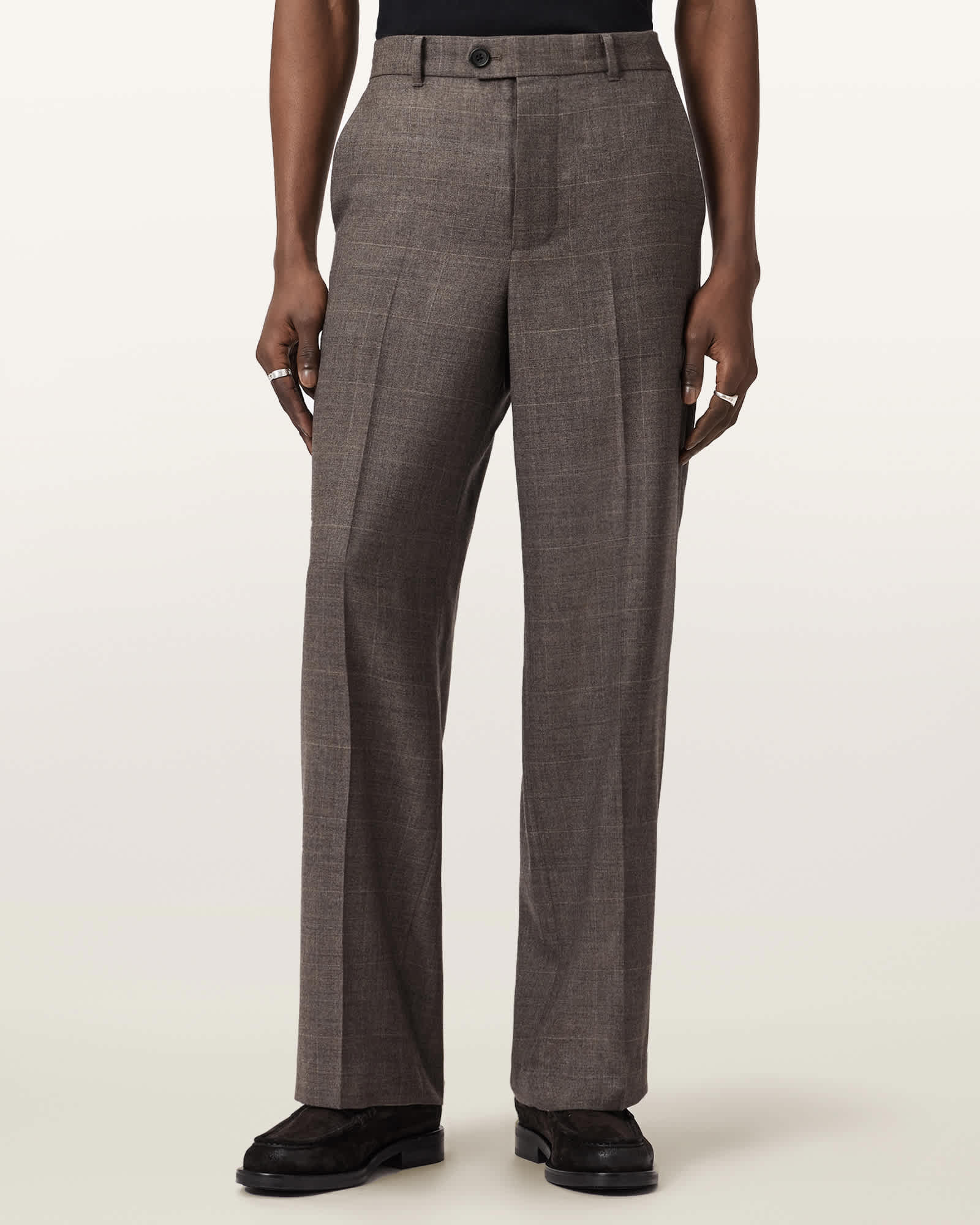 AllSaints Wool/Viscose Clover Loose Fit Trousers, Size: 30