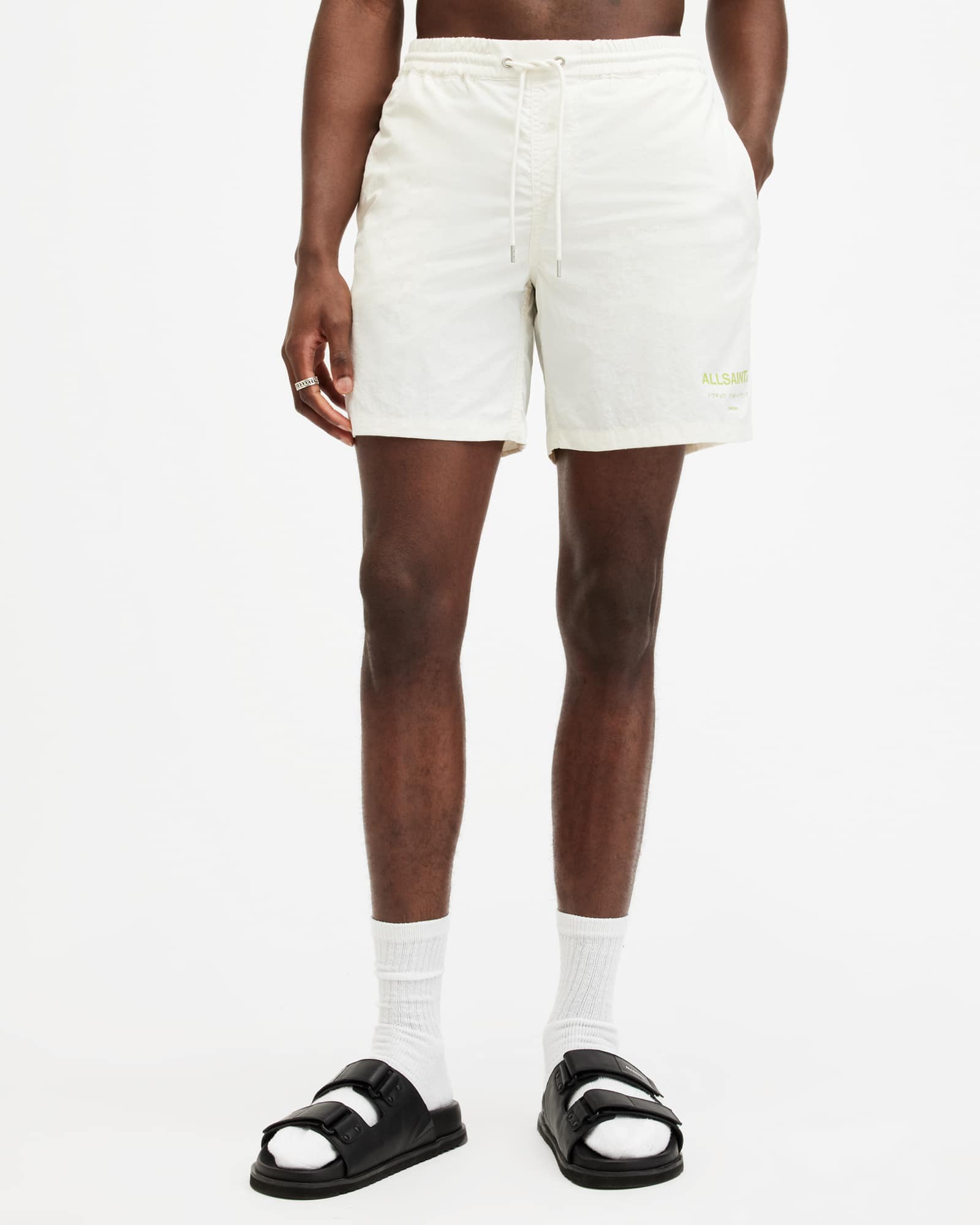 Allsaints Men's Underground Elastic Waist Logo Swim Shorts - Size  Xxl