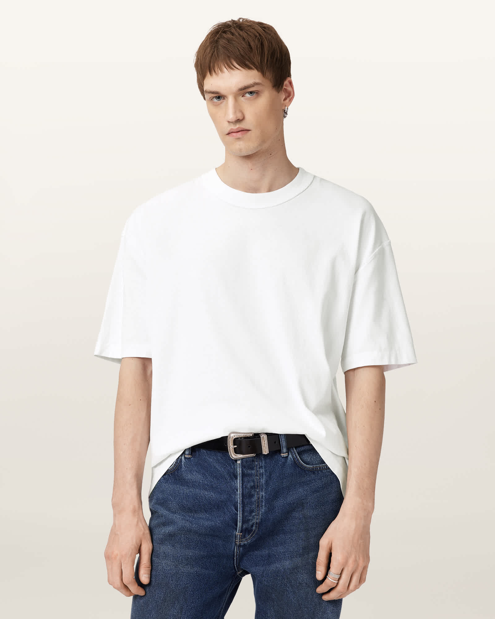AllSaints Nero Mock Neck Short Sleeve T-Shirt