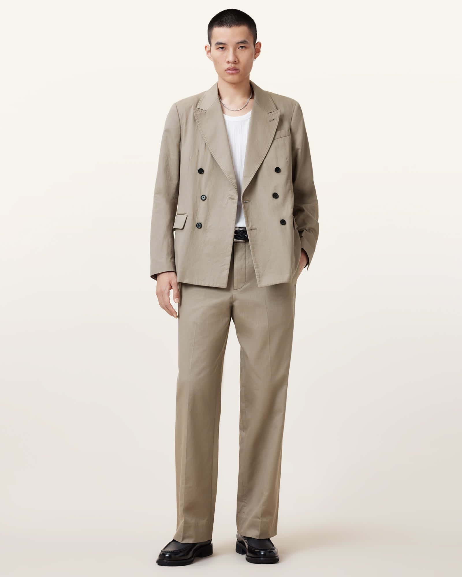 AllSaints Newton Tailored Trousers,, Stone Grey