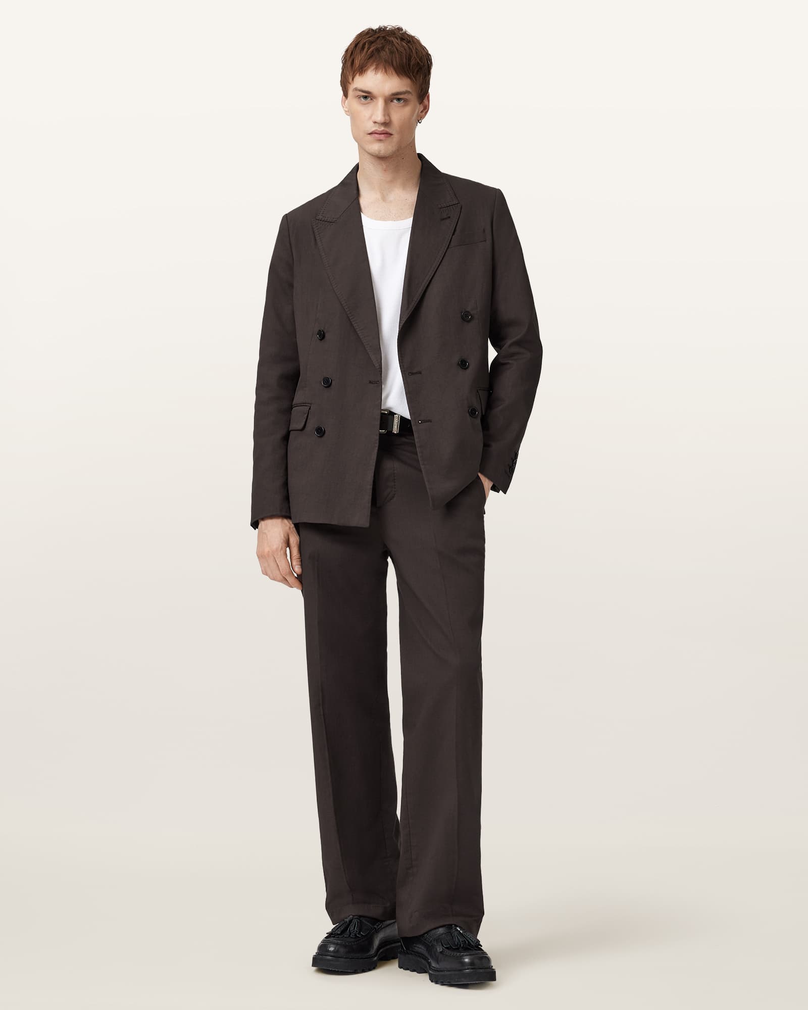 Allsaints Newton Tailored Pants In Brown