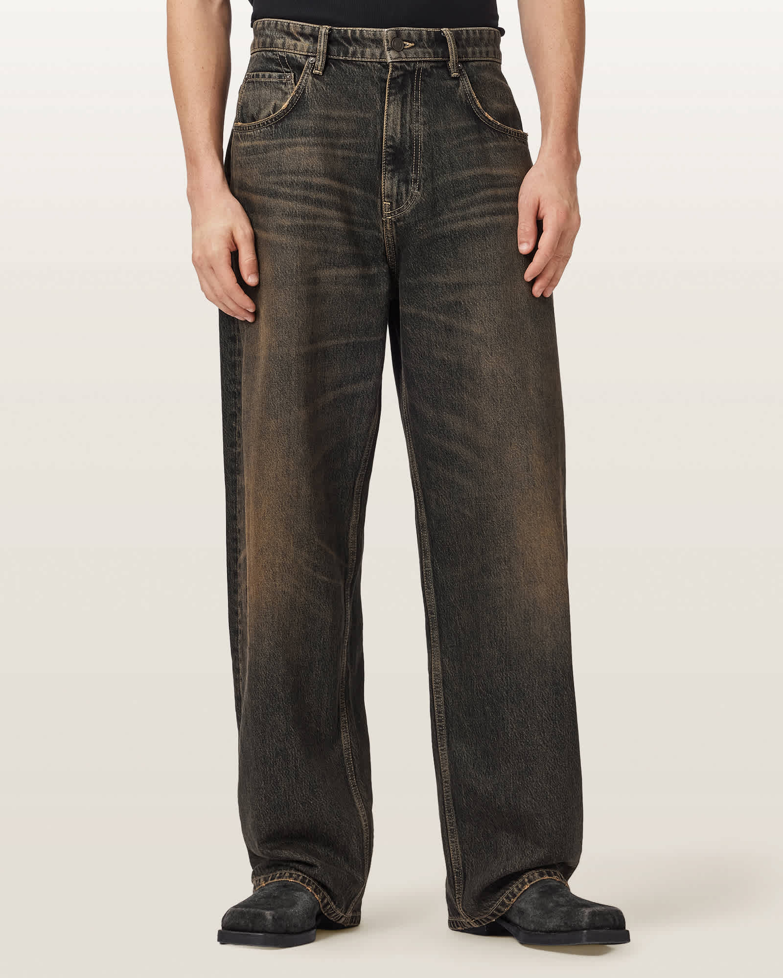 AllSaints Rivet Relaxed Fit Denim Jeans