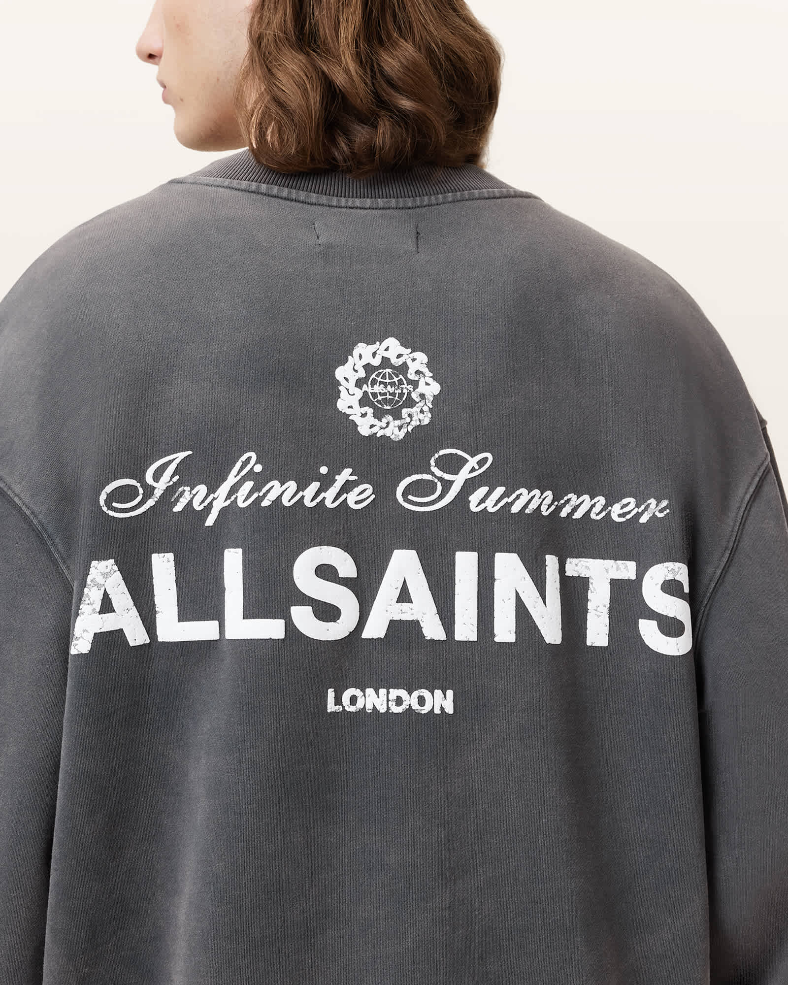 Allsaints Men's Soleil Crew Oversized Cropped Sweatshirt - Size  Xs