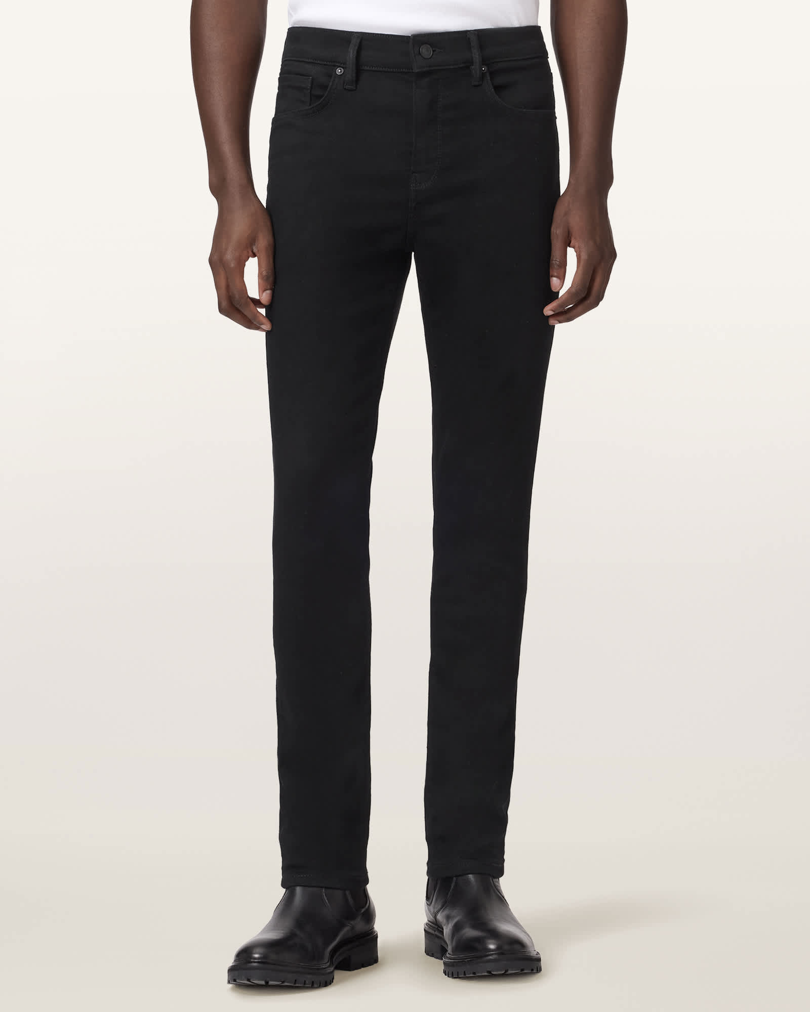 AllSaints Blade Skinny Denim Jeans,, Jet Black