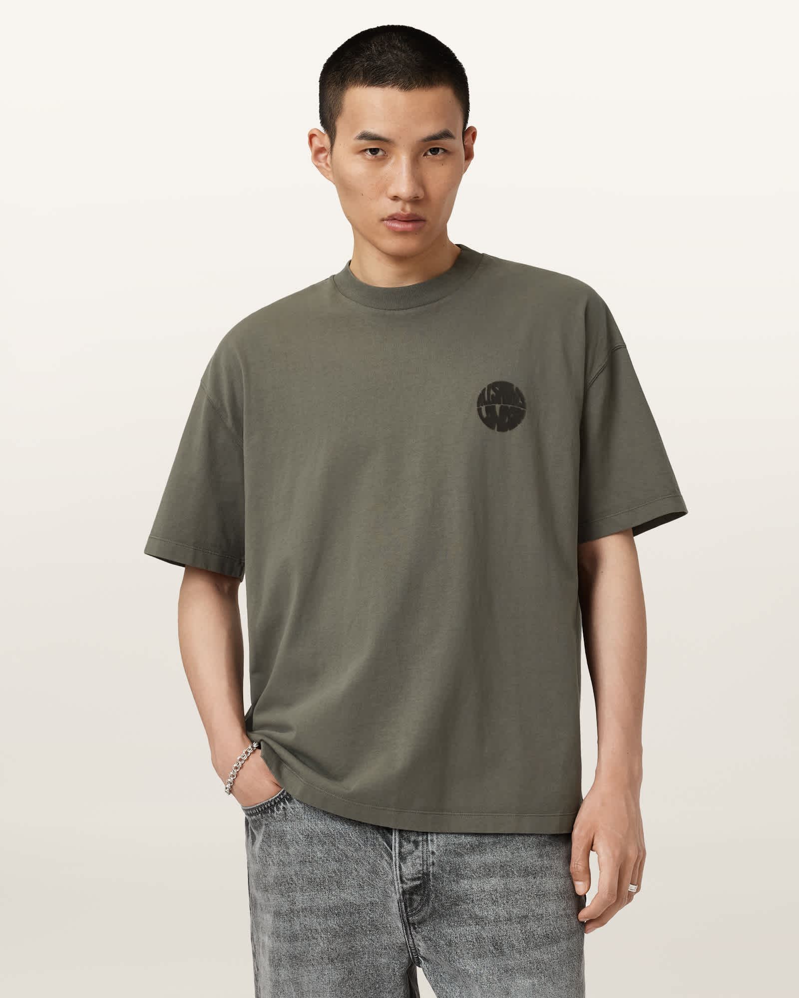 AllSaints Waved Short Sleeve T-Shirt,, Green