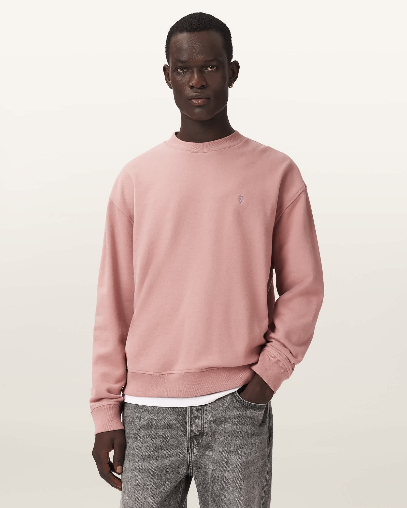 Allsaints Men's Pink Asher Ramskull Oversized Sweatshirt - Size  Xs