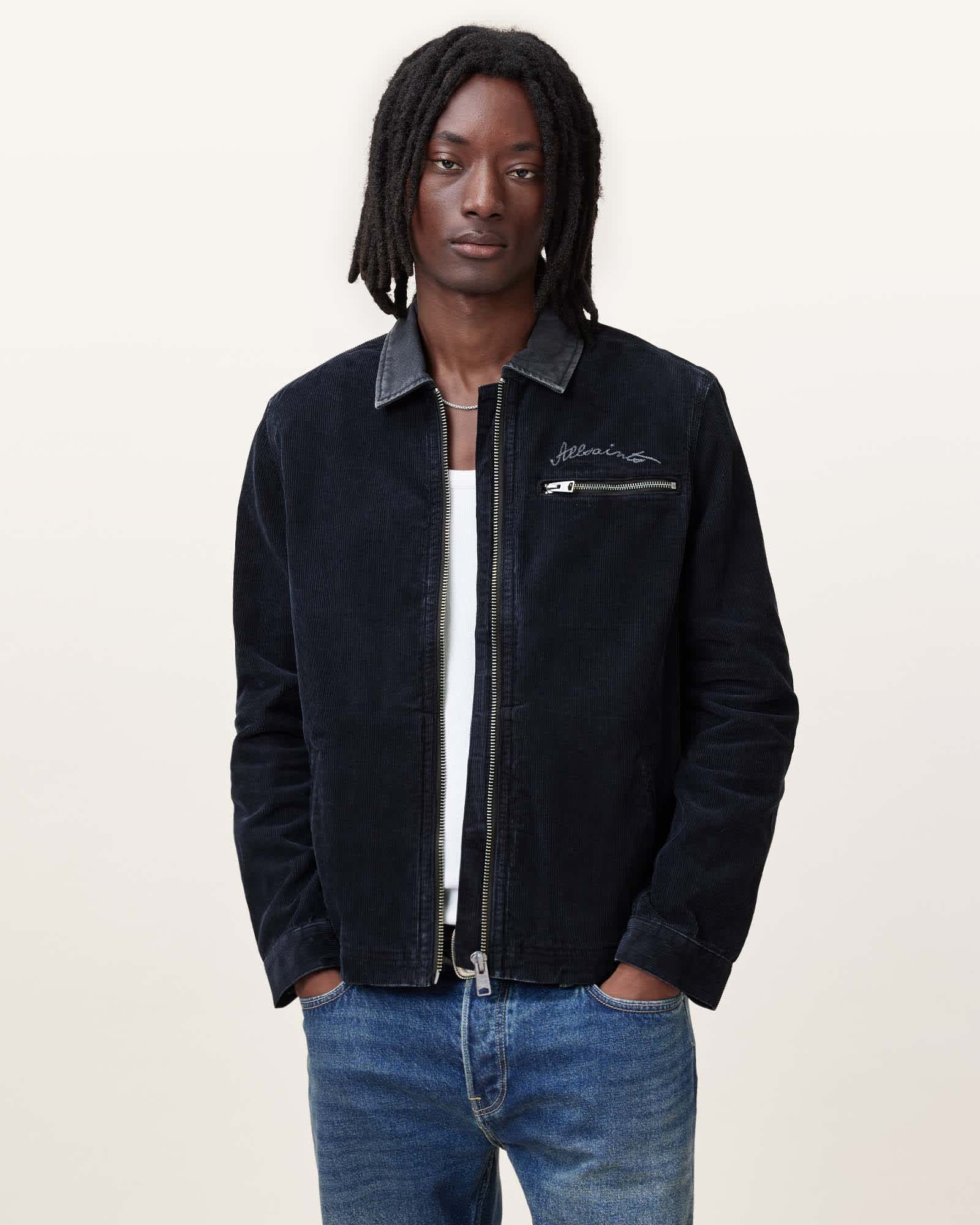 AllSaints Rothwell Corduroy Workwear Jacket,, Dark Grey