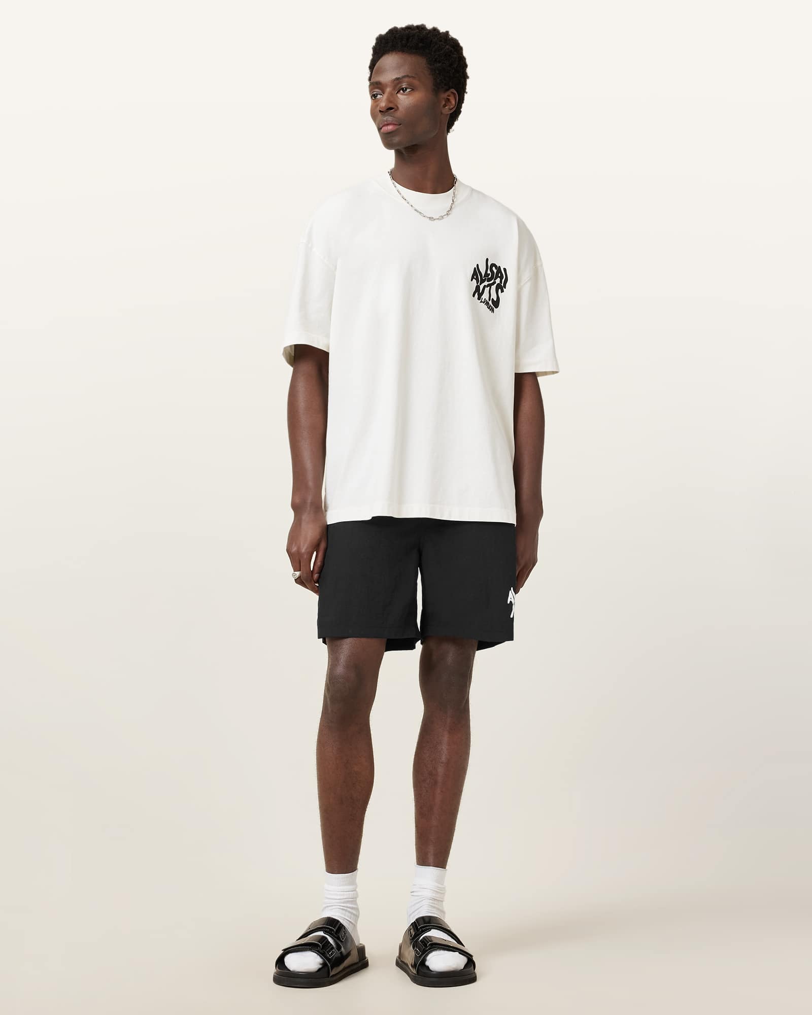 AllSaints Men's Polyamide Orlando Slim Fit Printed Swim Shorts