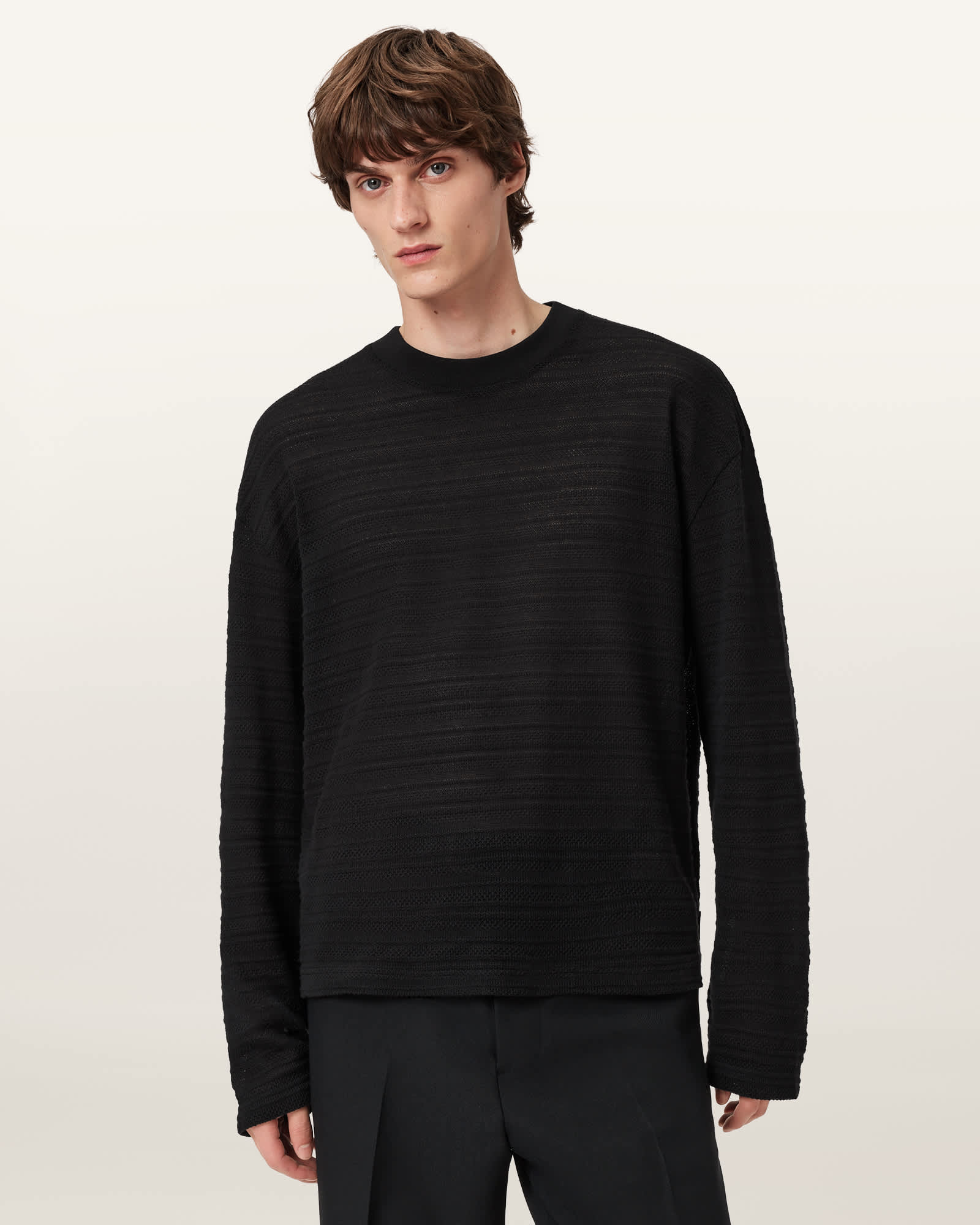 AllSaints Cove Long Sleeve T-Shirt,, Jet Black